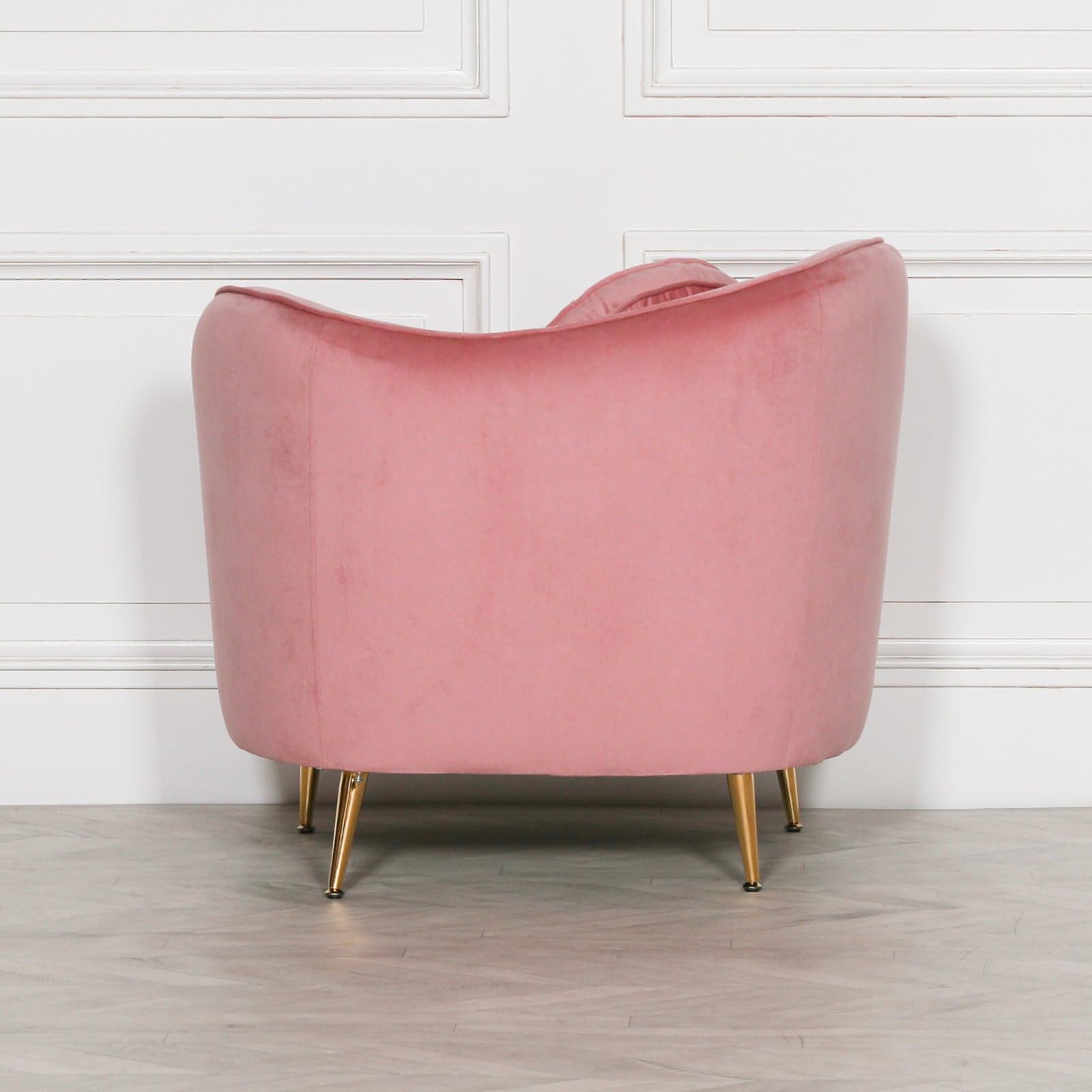 Pink Velvet Armchair with Cushion - House of Altair