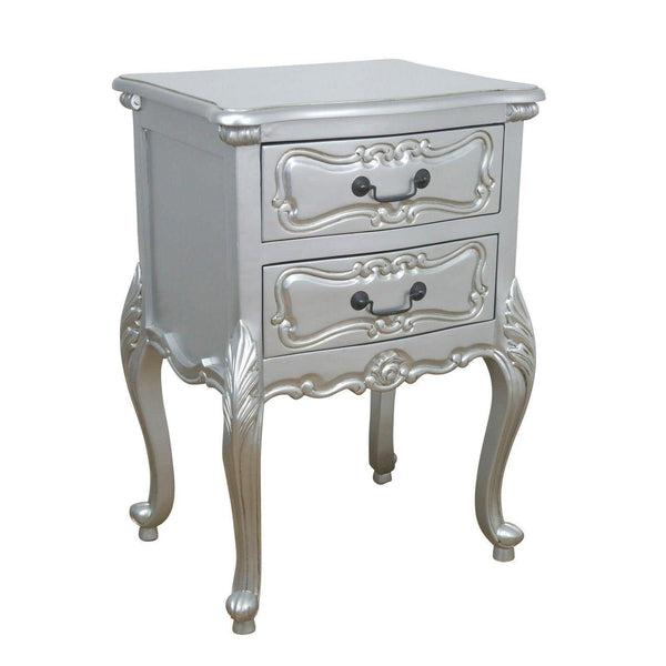 Rococo Silver Carved Bedside - House of Altair