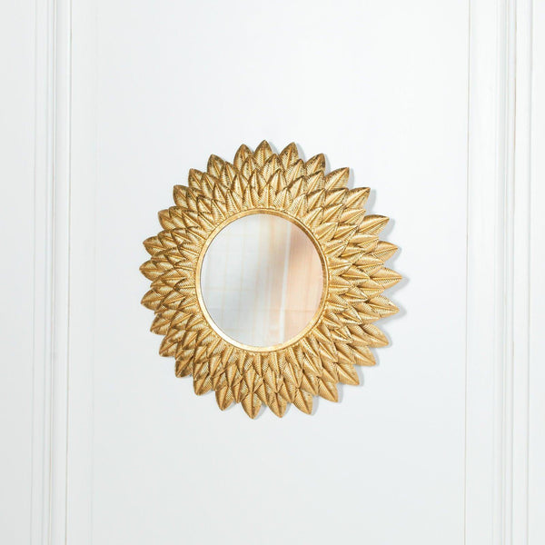 Round 48cm Sunflower Metal Wall Mirror - House of Altair