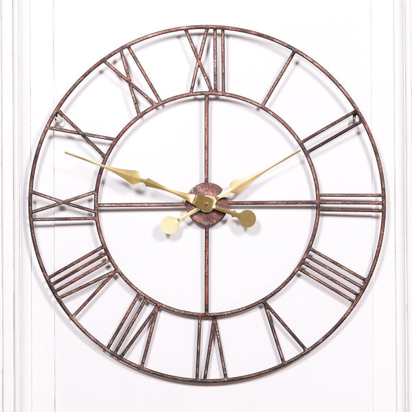 Rustic Metal 76cm Wall Clock with Gold Hands - House of Altair