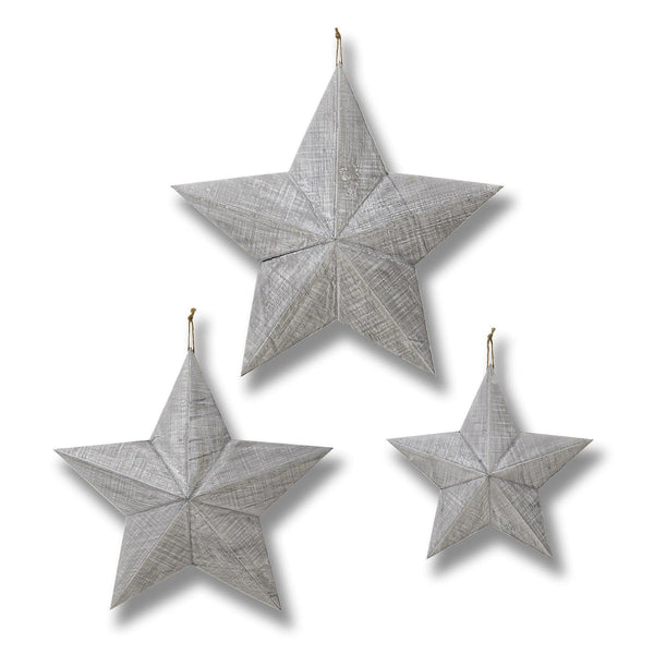 Set of Three Grey Wooden Stars - House of Altair