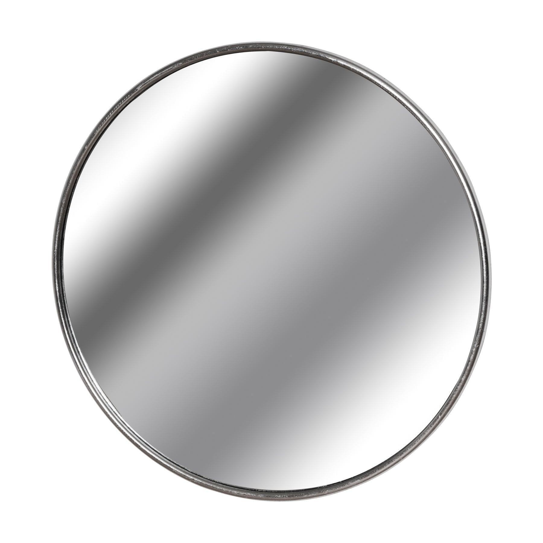 Silver Foil Large Circular Metal Wall Mirror - House of Altair