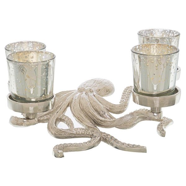Silver Octopus Four Tealight Holder - House of Altair