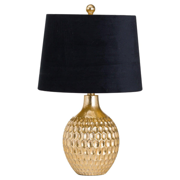 Vincent Gold Base Table Lamp With Black Velvet Shade - House of Altair