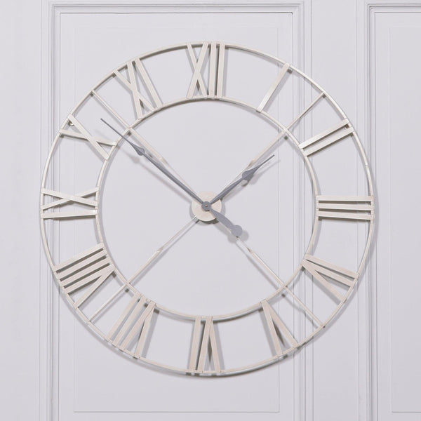 Vintage Cream Distressed 110cm Twist Frame Wall Clock - House of Altair