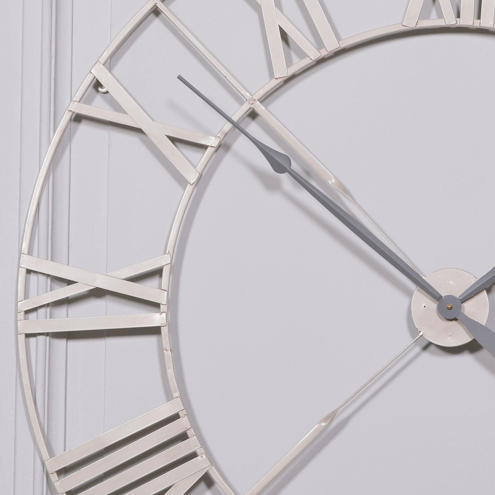 Vintage Cream Distressed 110cm Twist Frame Wall Clock - House of Altair