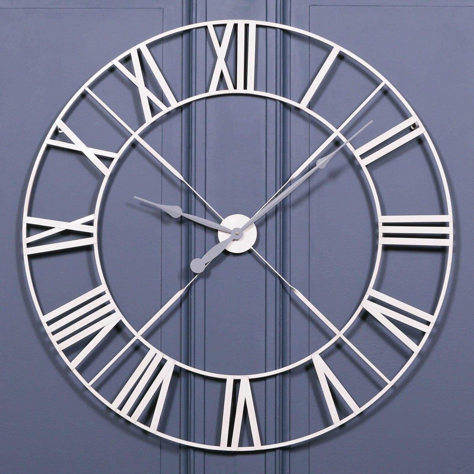 Vintage Cream Distressed 110cm Twist Frame Wall Clock - House of Altair