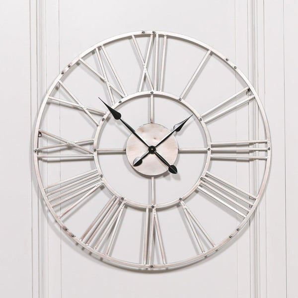 Vintage Silver 92cm Wall Clock - House of Altair