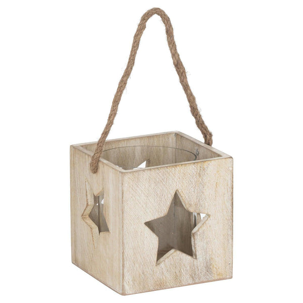 Washed Wood Large Star Tealight Candle Holder - House of Altair
