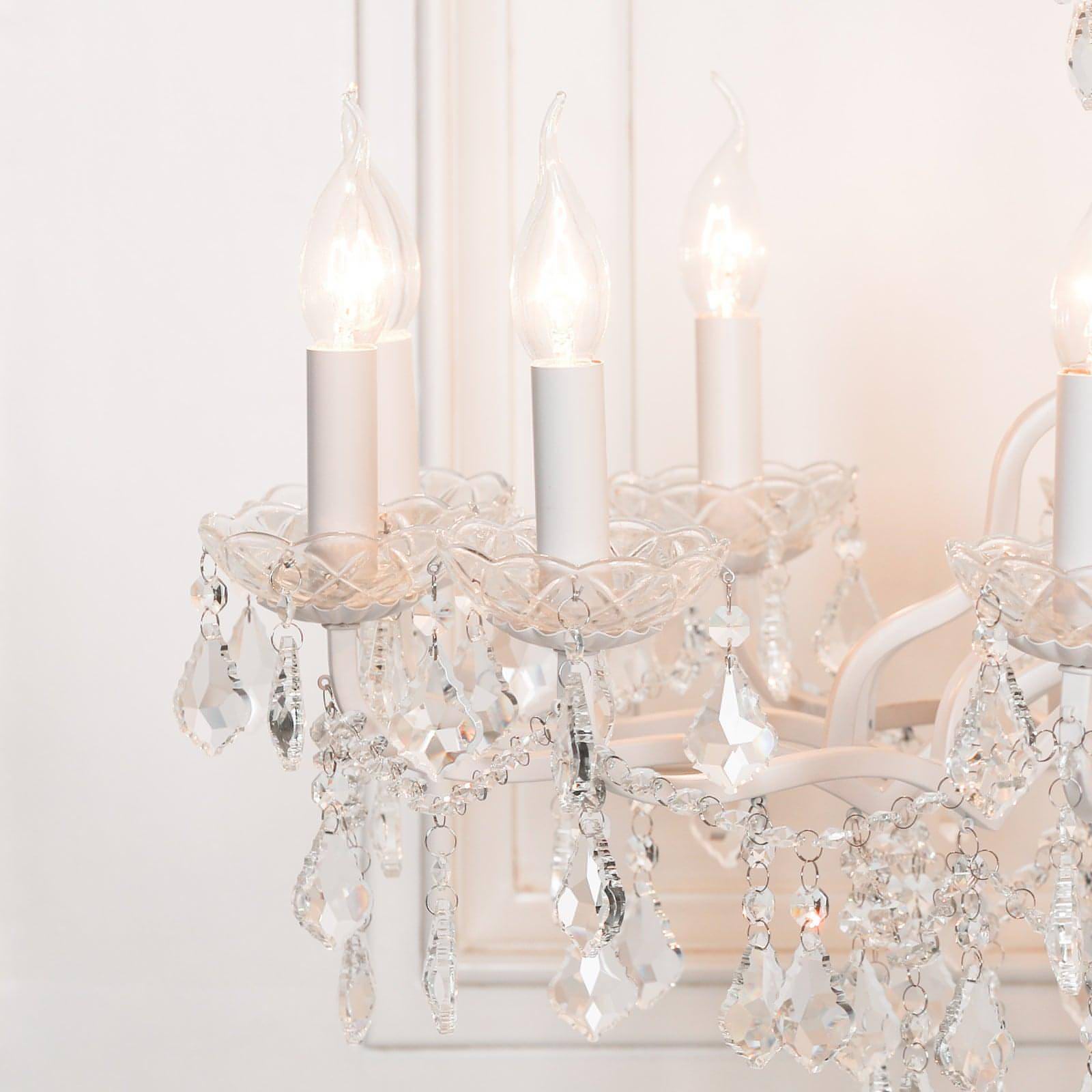 White 12 Branch Shallow Cut Glass Chandelier - House of Altair