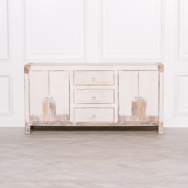 White Distressed Oriental Sideboard - House of Altair