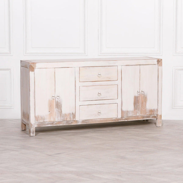 White Distressed Oriental Sideboard - House of Altair