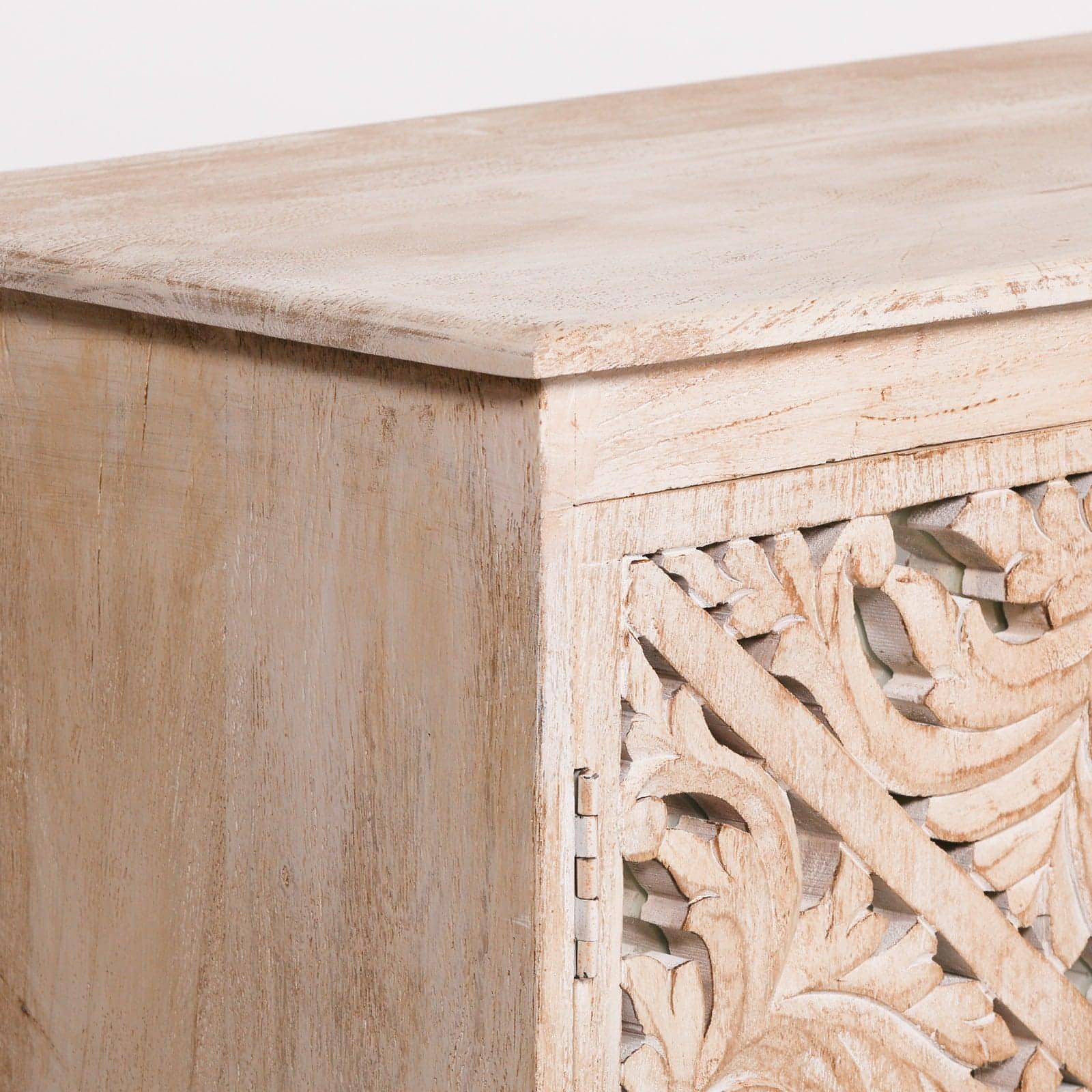 Wooden Ornate Carved Mirror Door Sideboard - House of Altair