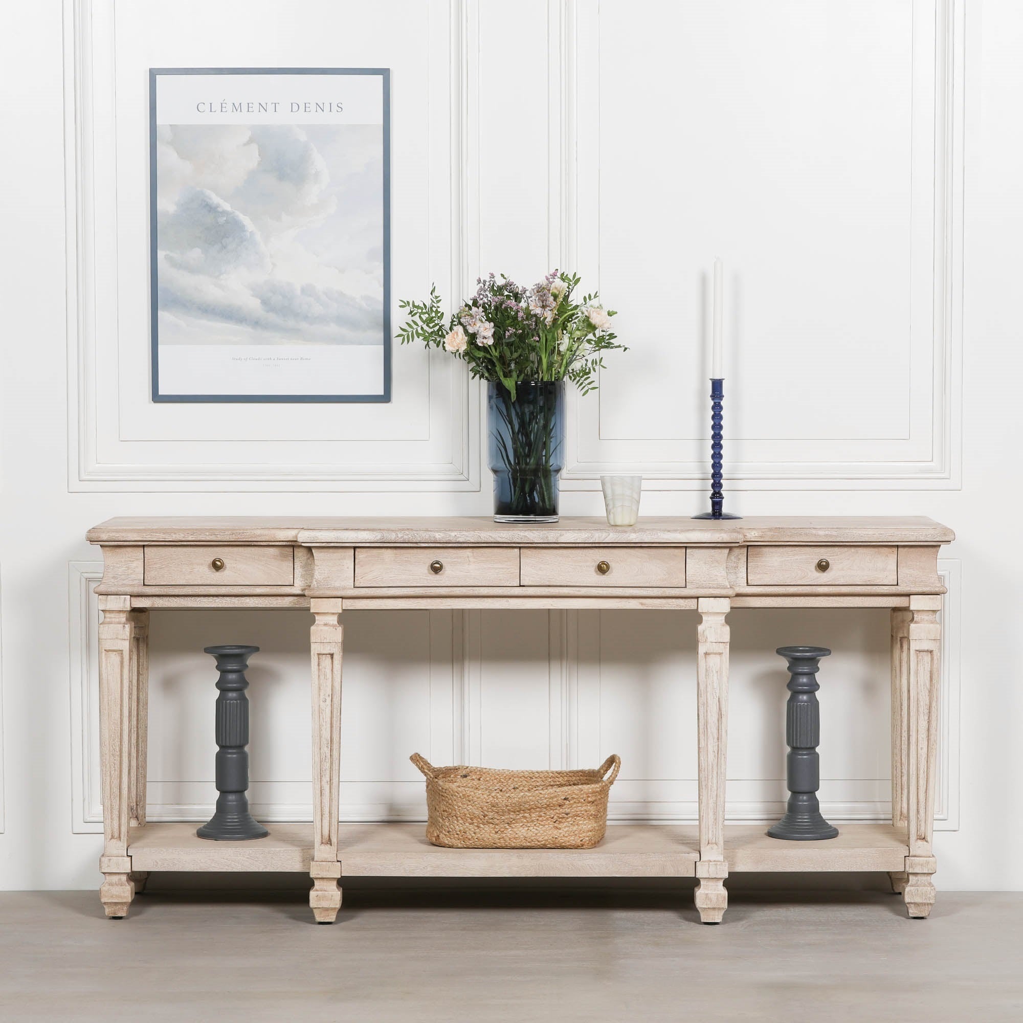 Burford Acacia 4 Drawer Breakfront Console Table 180cm