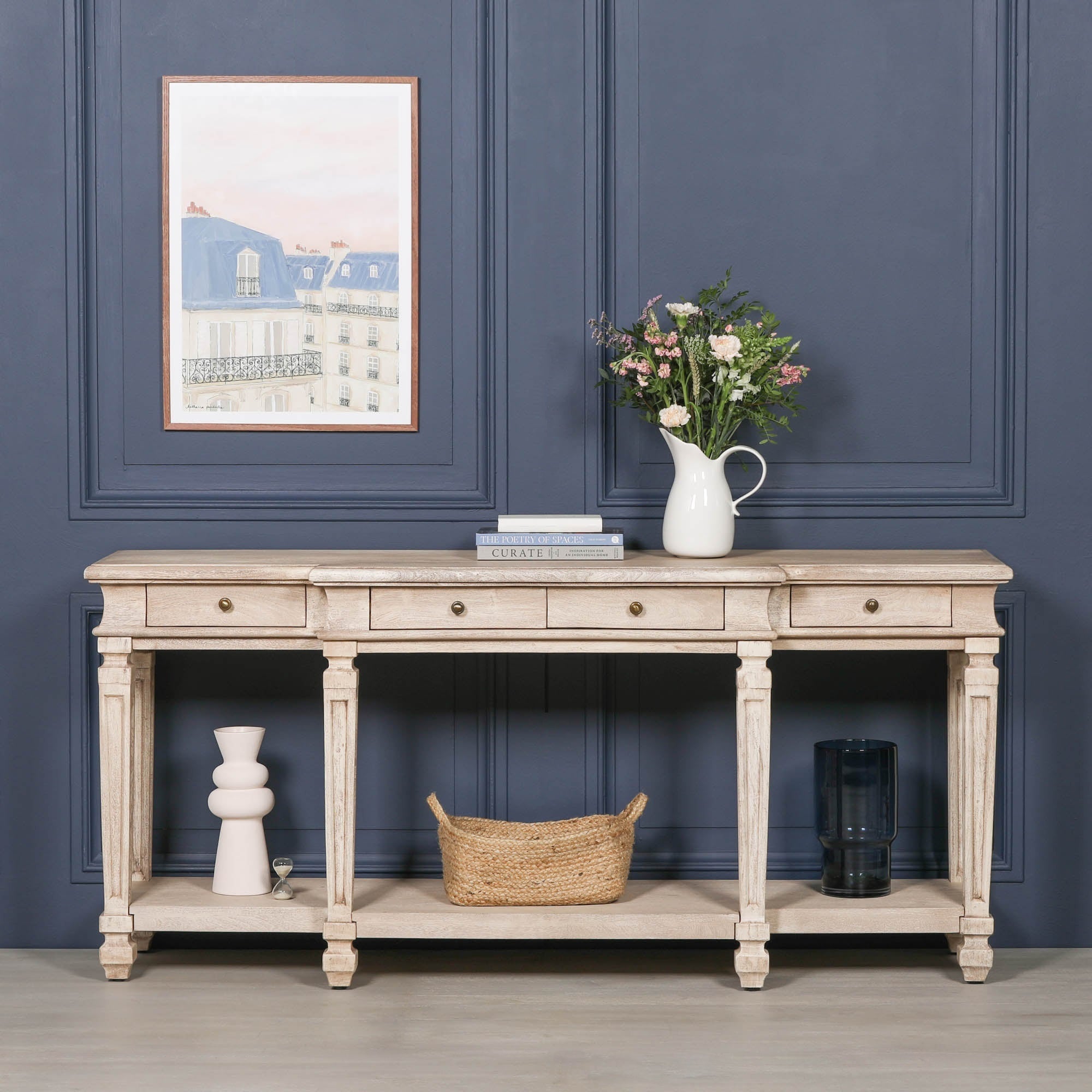 Burford Acacia 4 Drawer Breakfront Console Table 180cm