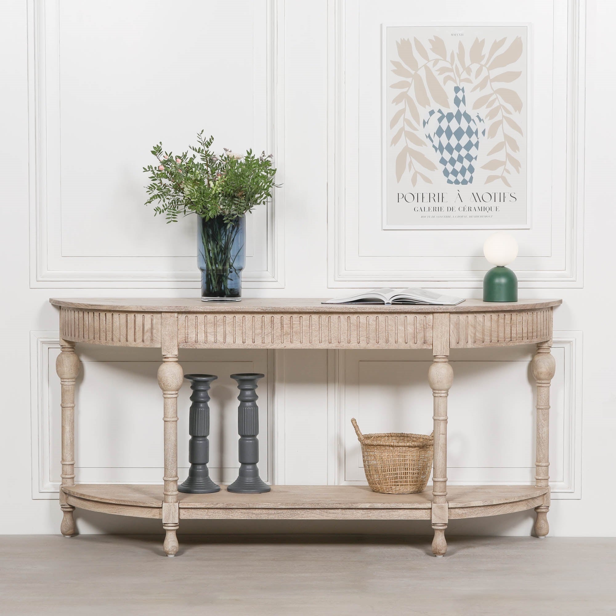 Burwood Acacia Wooden Curved Console 180cm