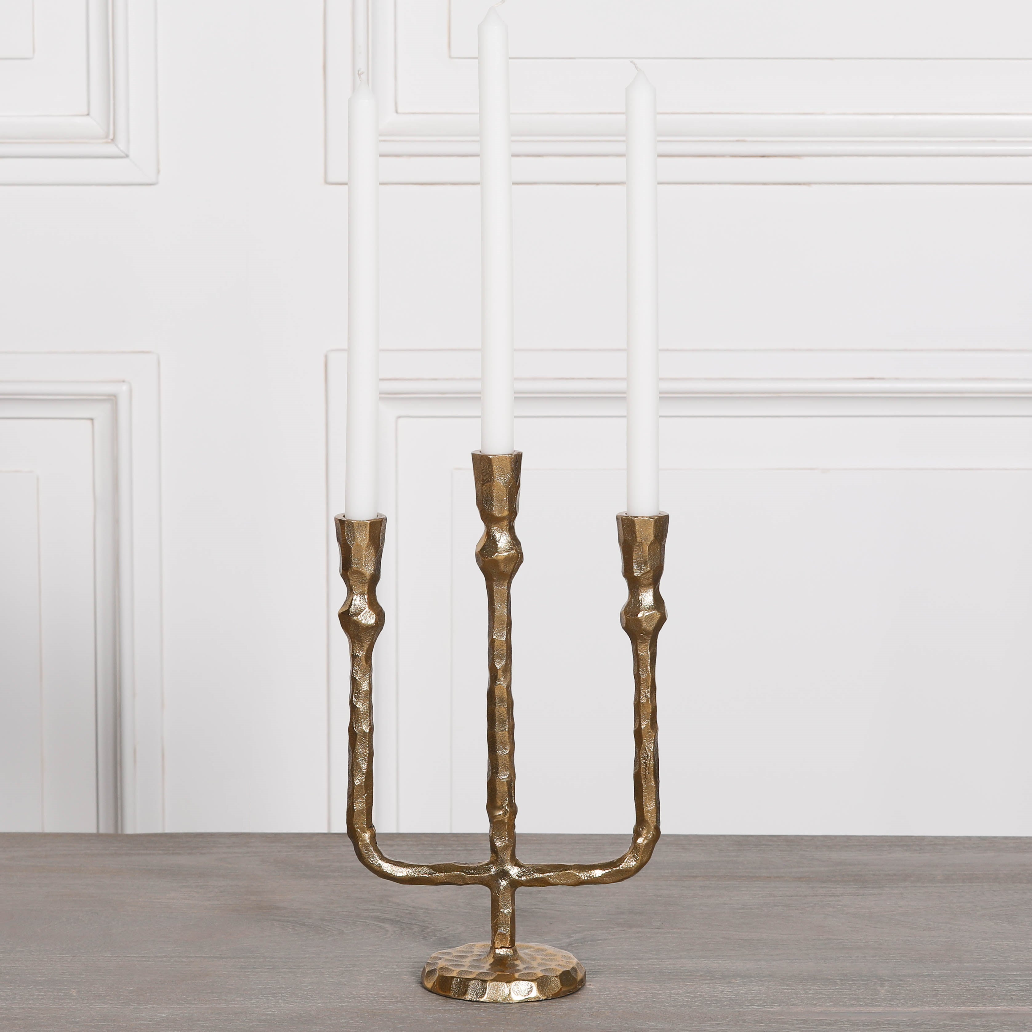 BRASS PLATED CANDLE HOLDER 35CM