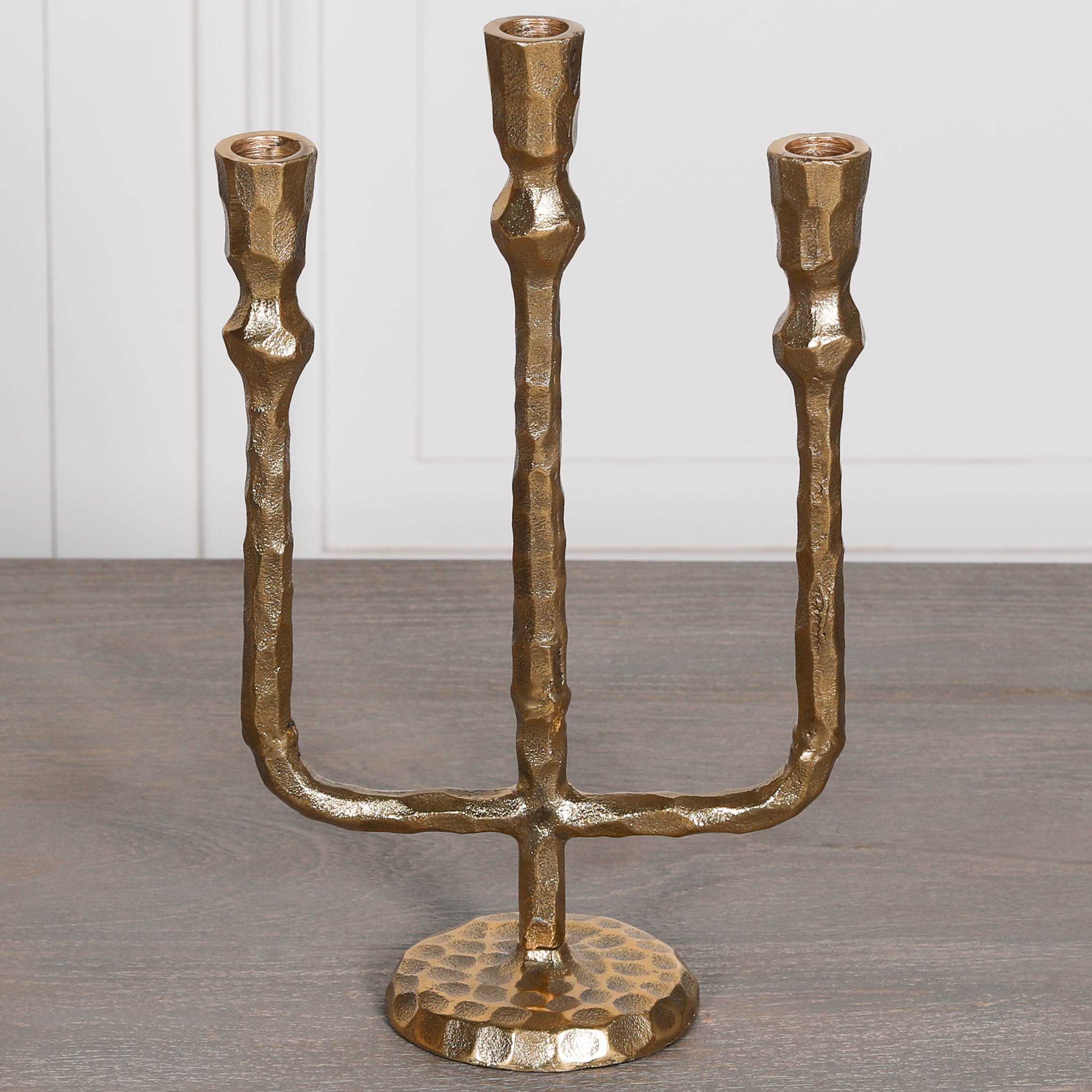 BRASS PLATED CANDLE HOLDER 35CM