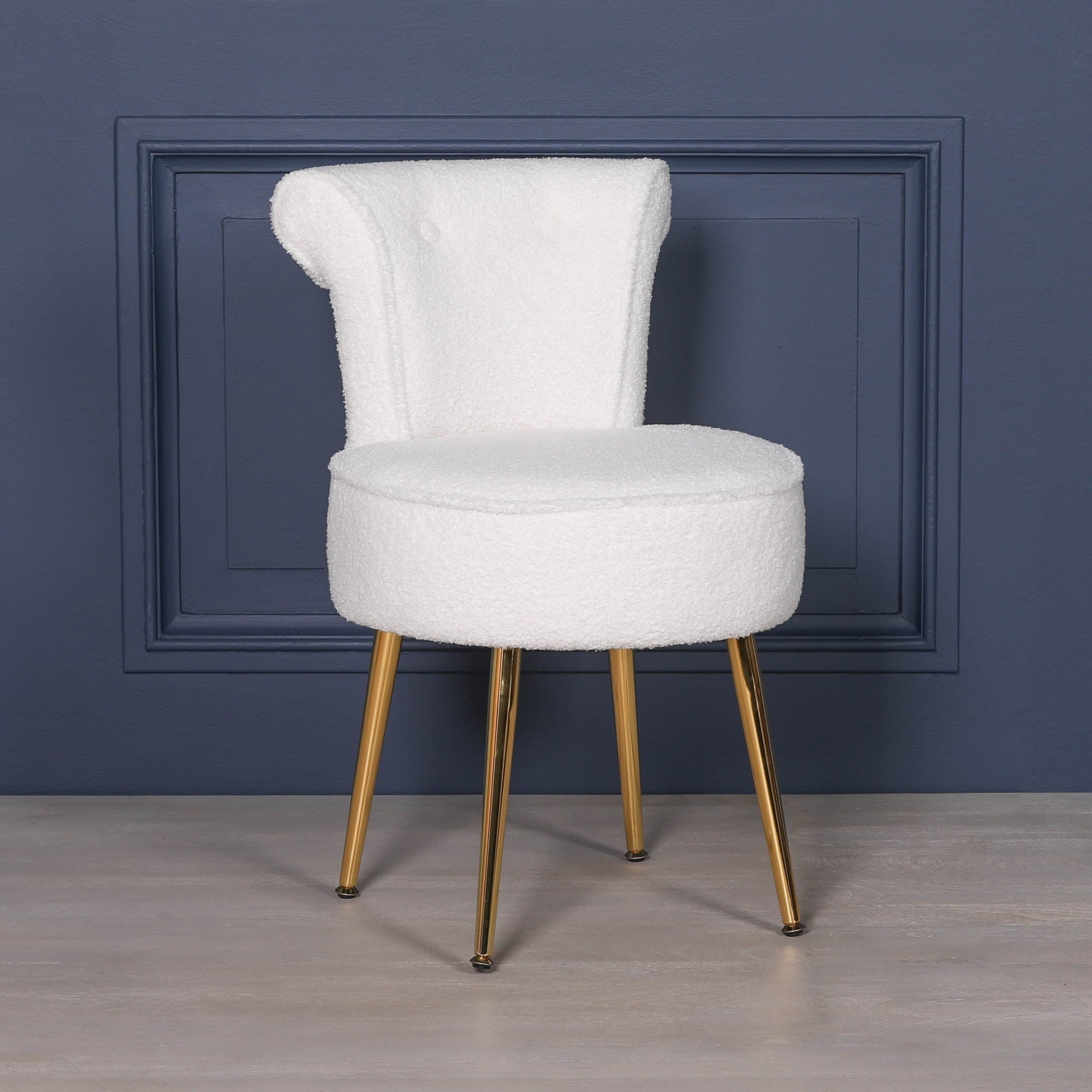 French Boucle Bedroom Chair with Gold Legs