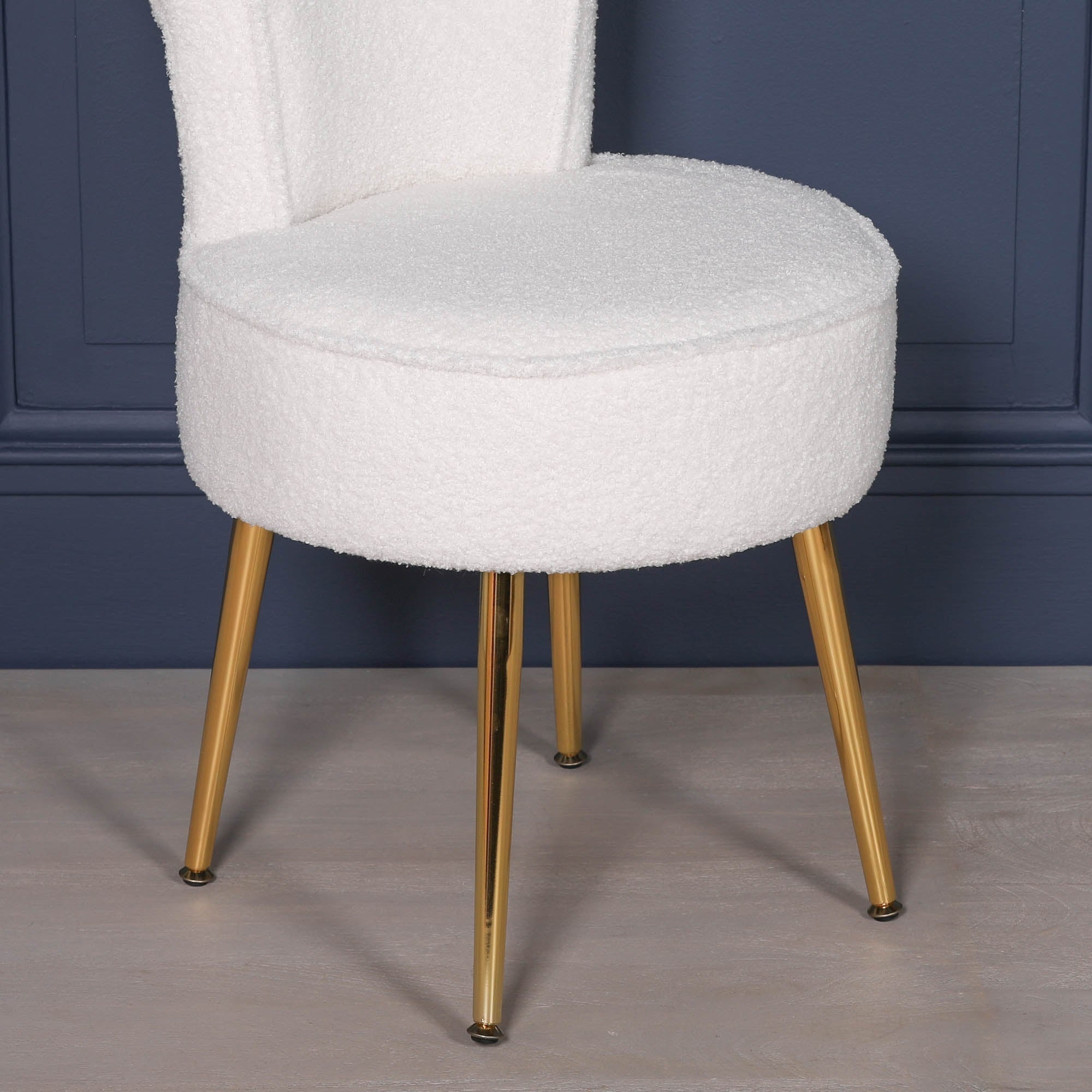 French Boucle Bedroom Chair with Gold Legs