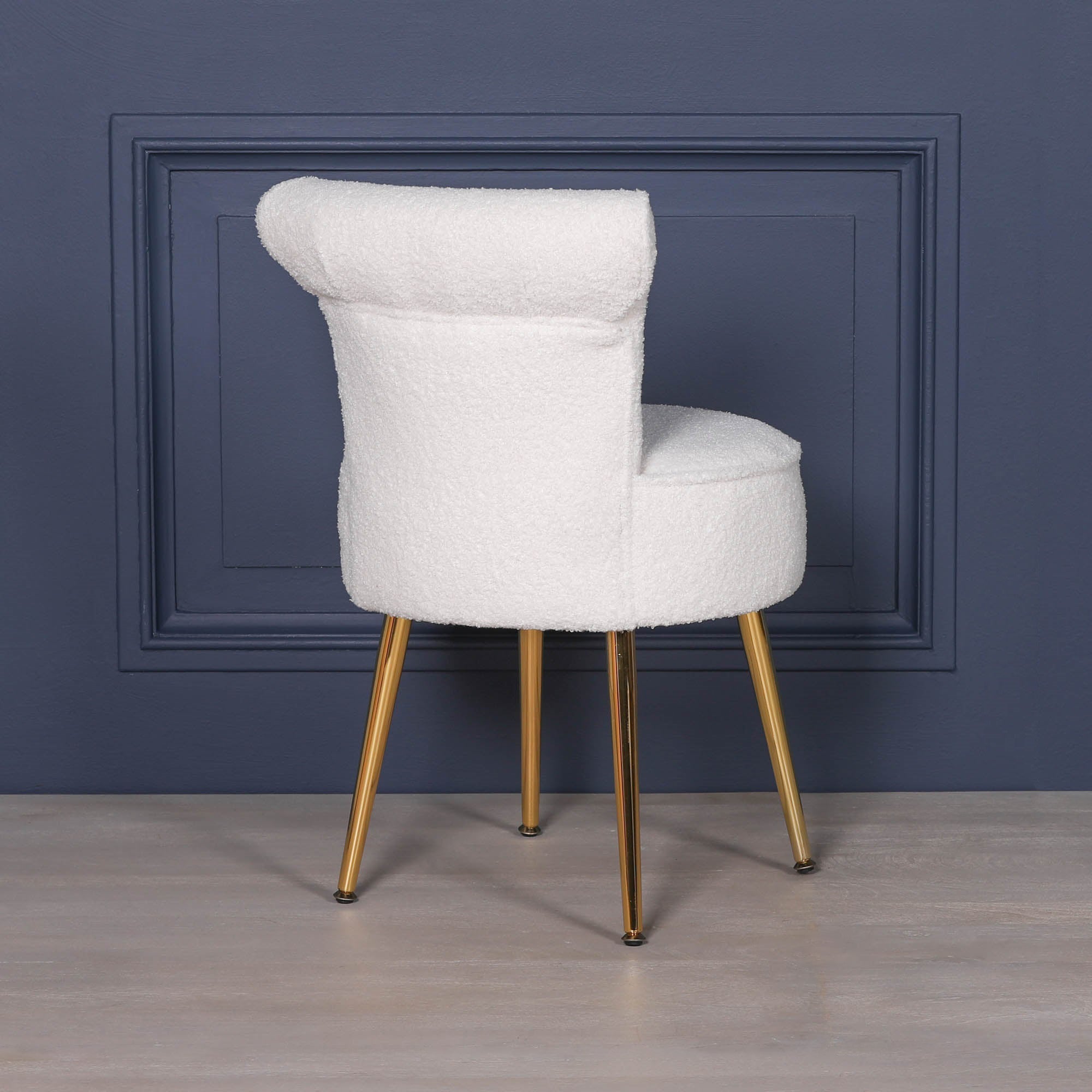 French Boucle Bedroom Chair with Gold Legs