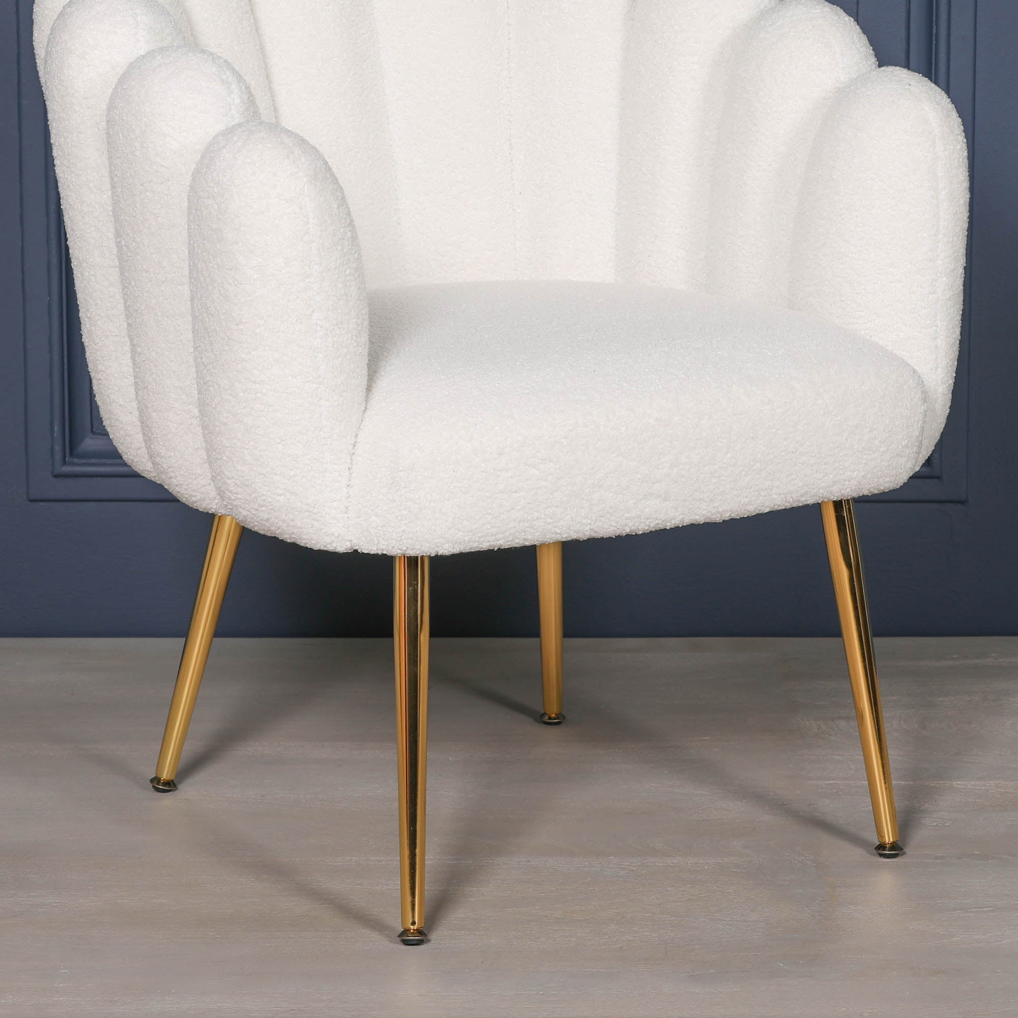 French Boucle White Dining / Bedroom Chair