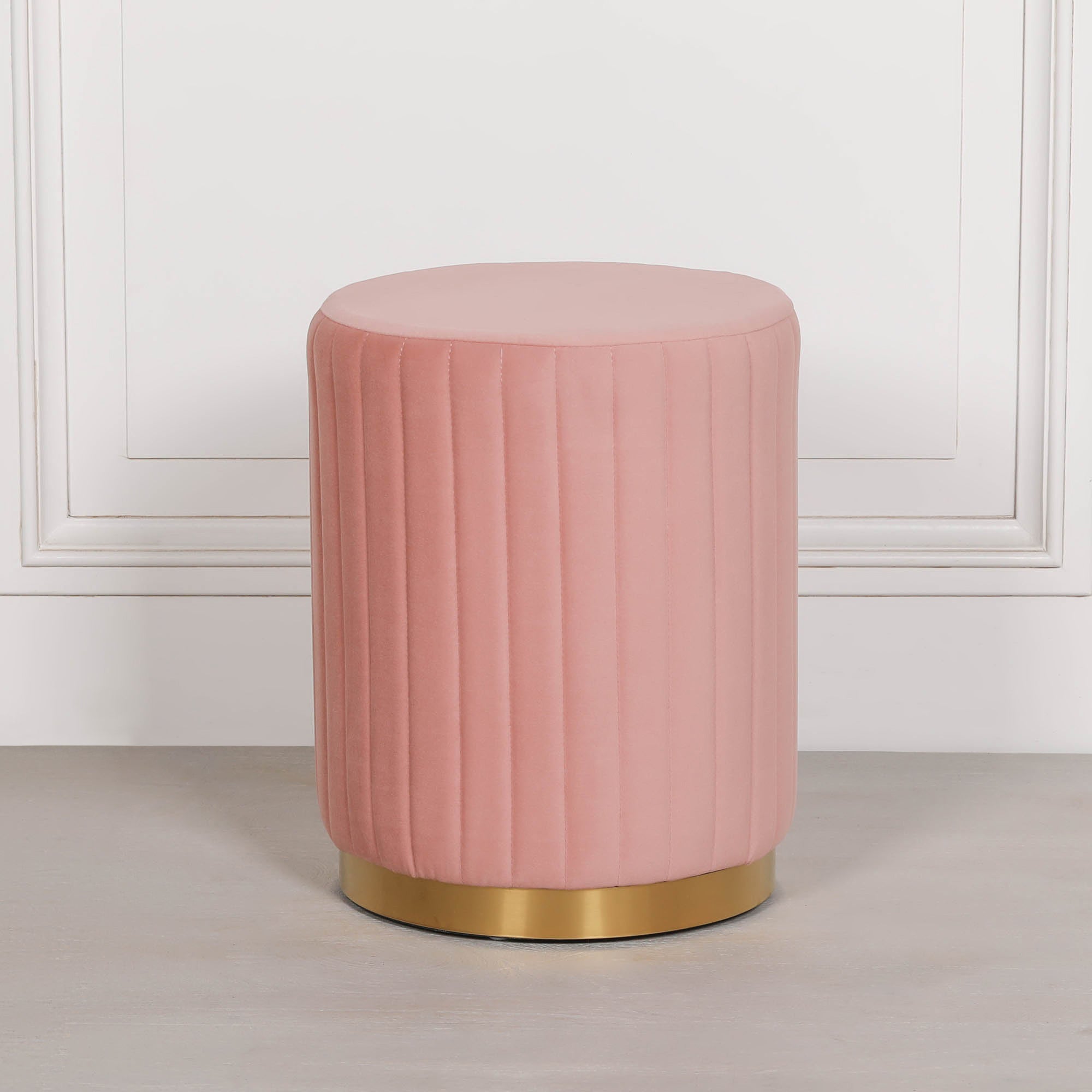 Cayman Pink Velvet Round Stool