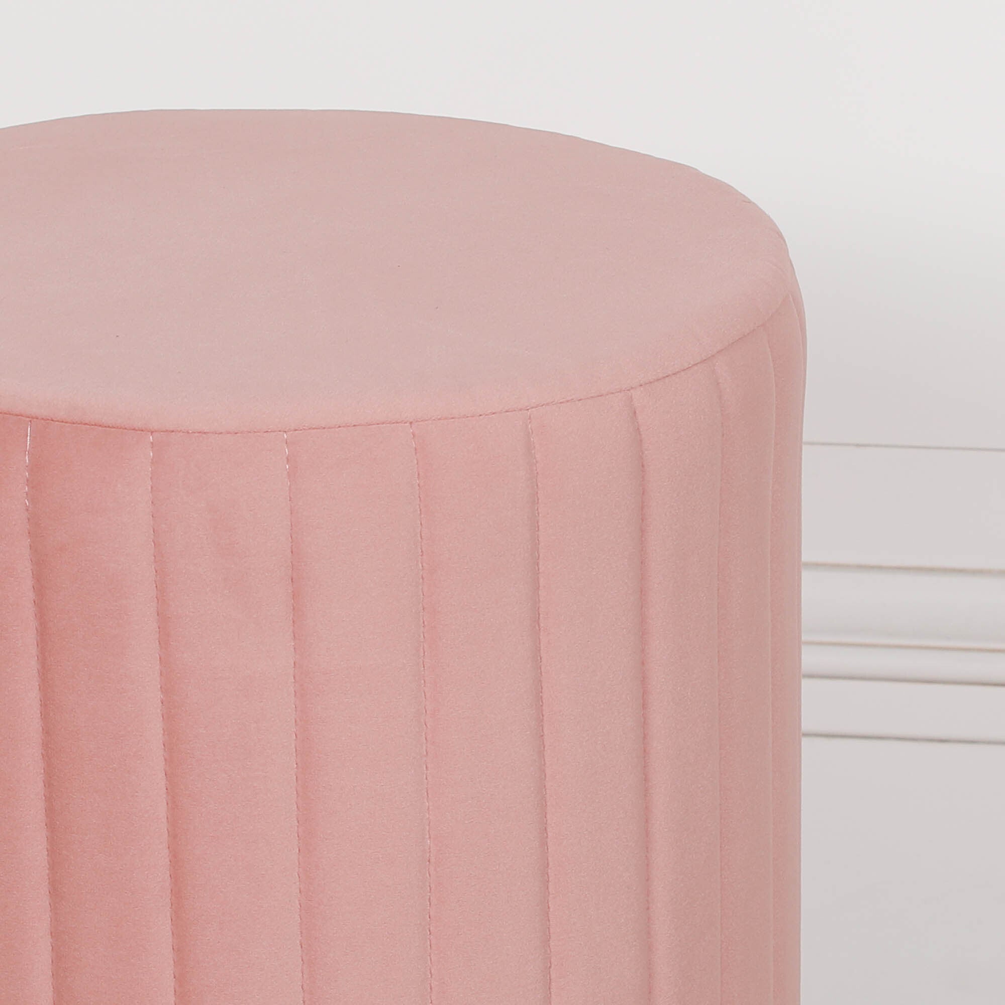 Cayman Pink Velvet Round Stool