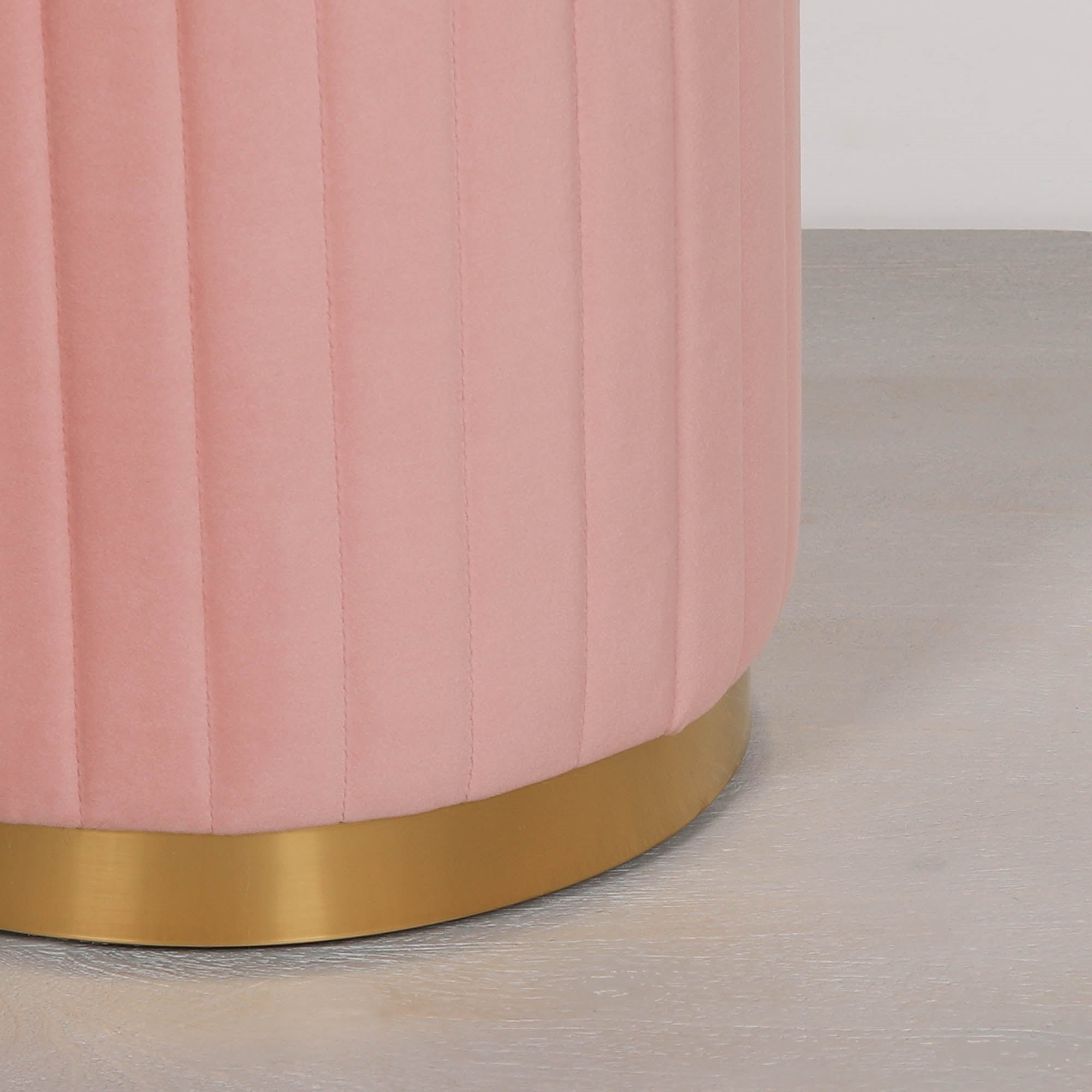 Cayman Pink Velvet Round Stool