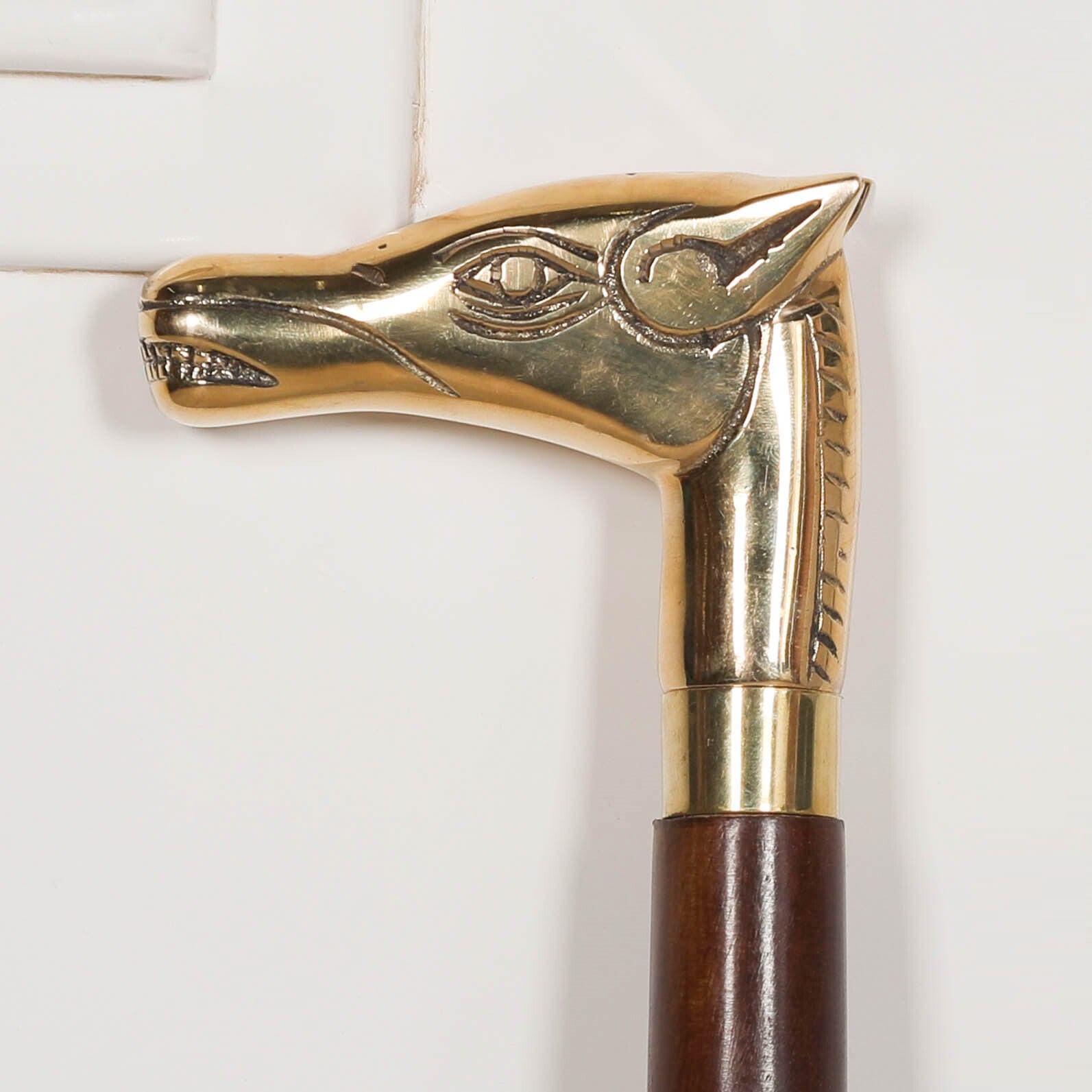 Horse Head Brass Wooden Walking Stick