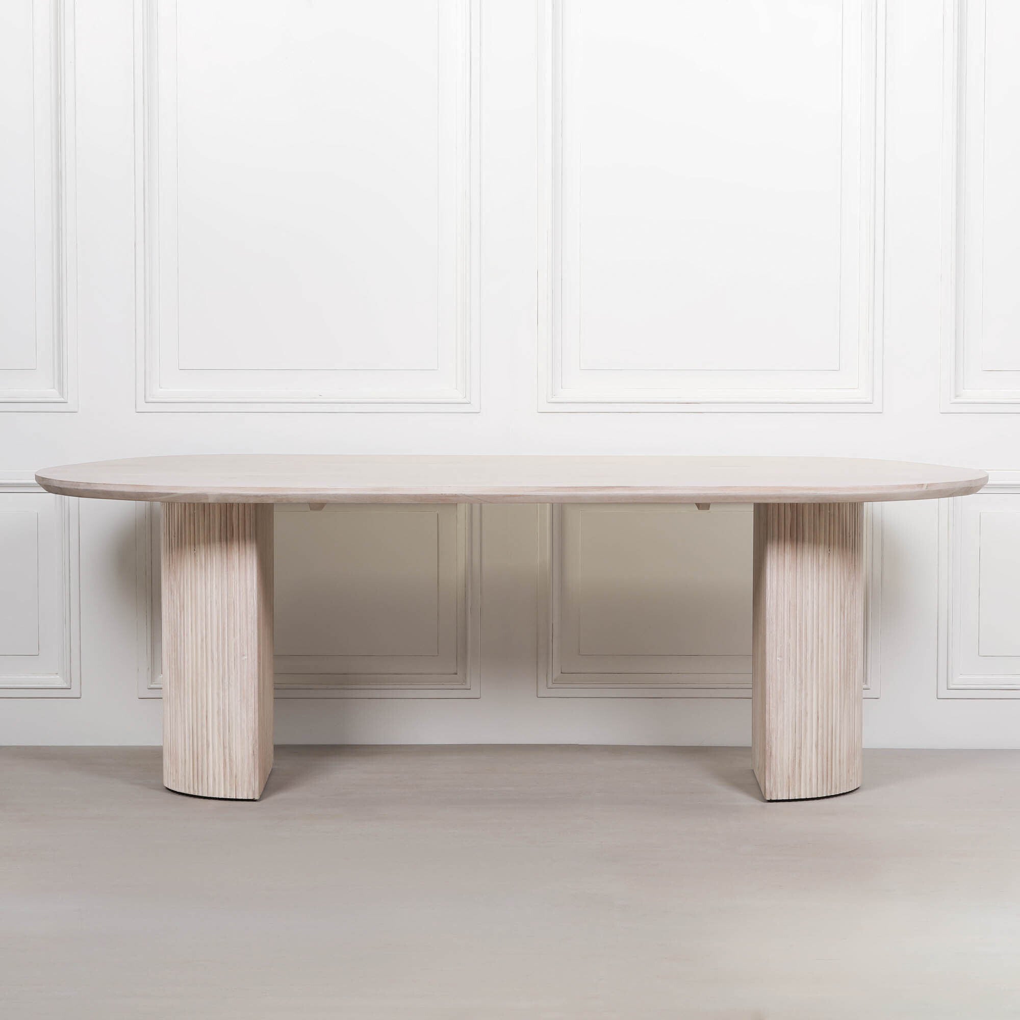 Chelsea Blanche Acacia Fluted Oval  6 Seater Dining Table 230cm