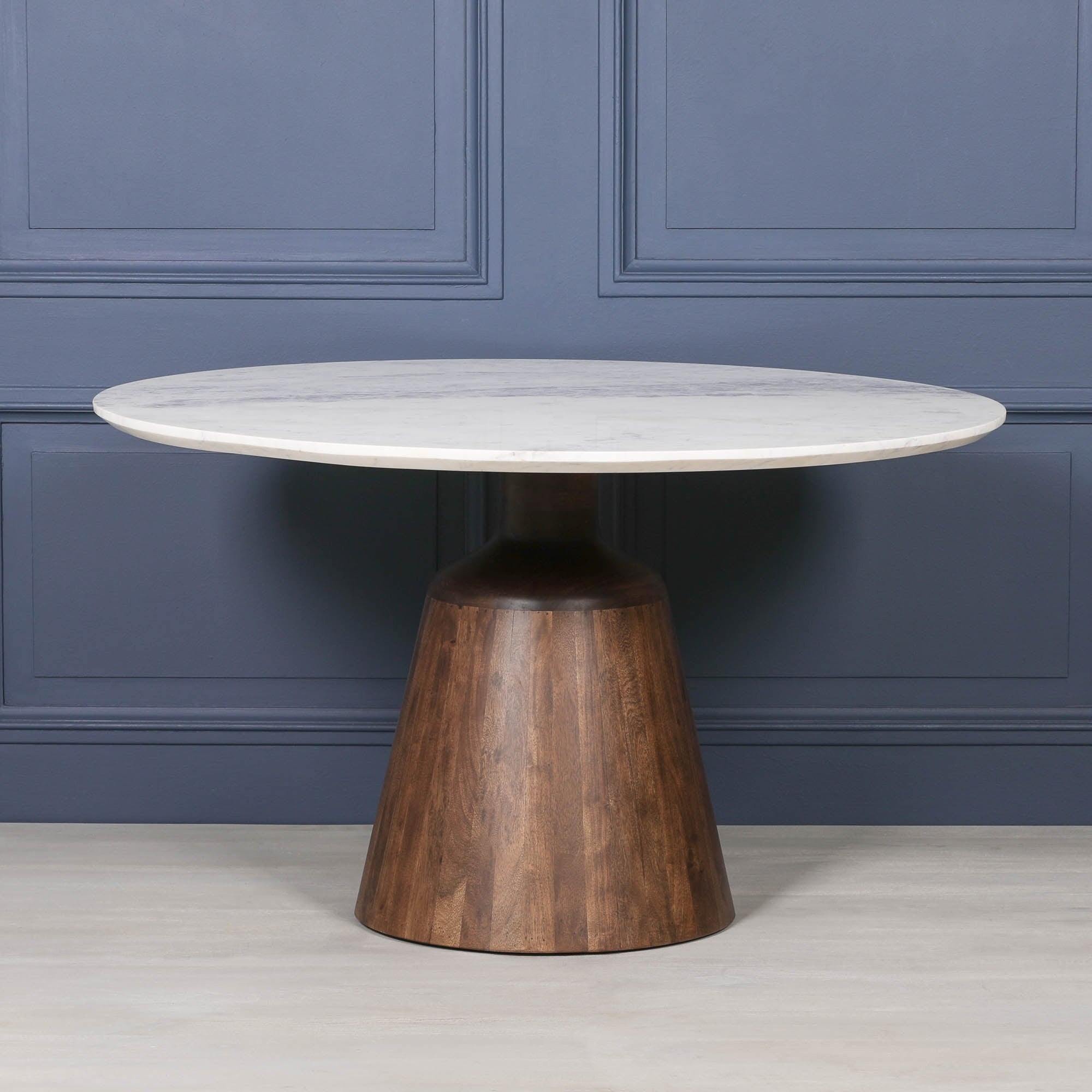 Kensington Wooden Acacia Natural Marble Top 4 Seater Dining Table 135cm