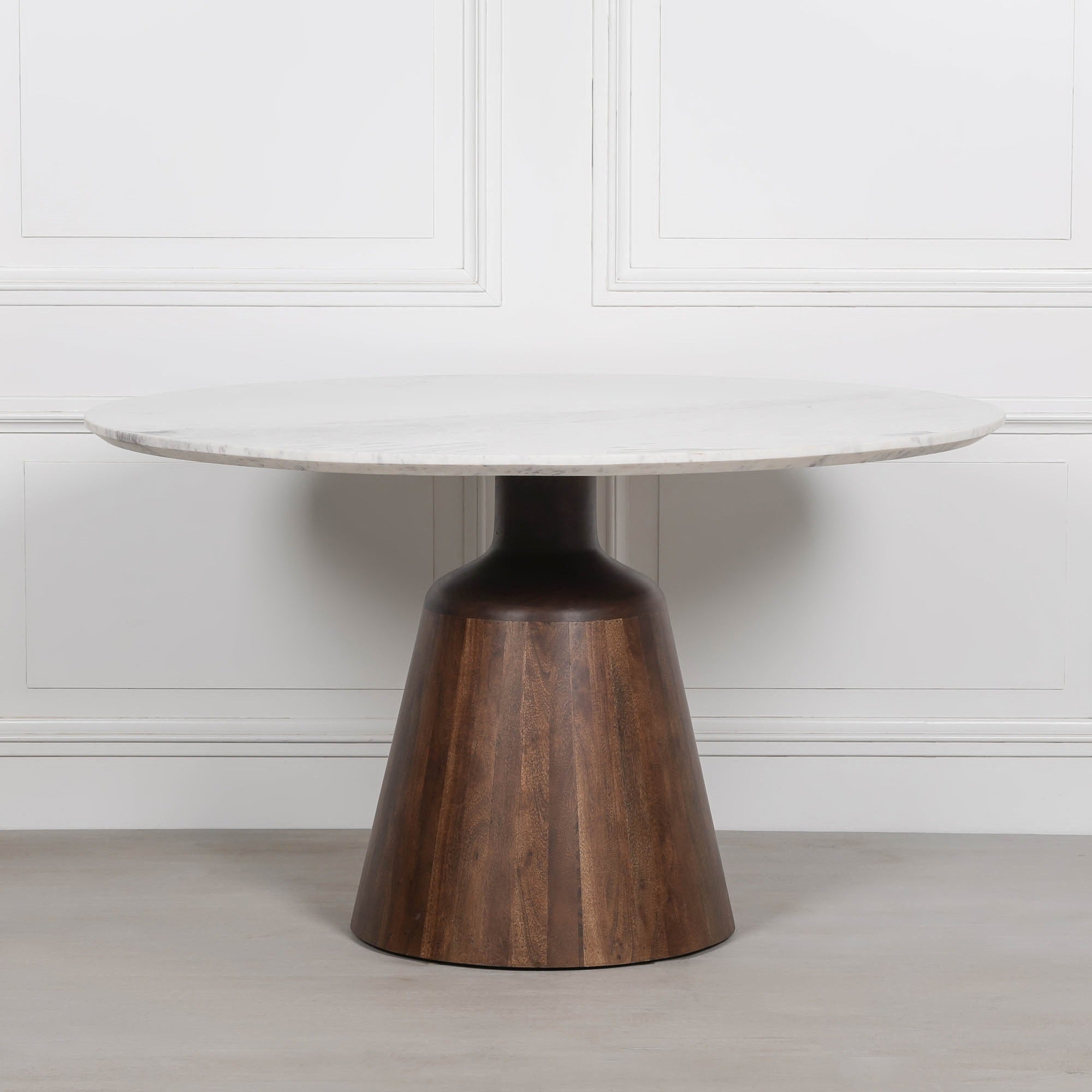 Kensington Wooden Acacia Natural Marble Top 4 Seater Dining Table 135cm