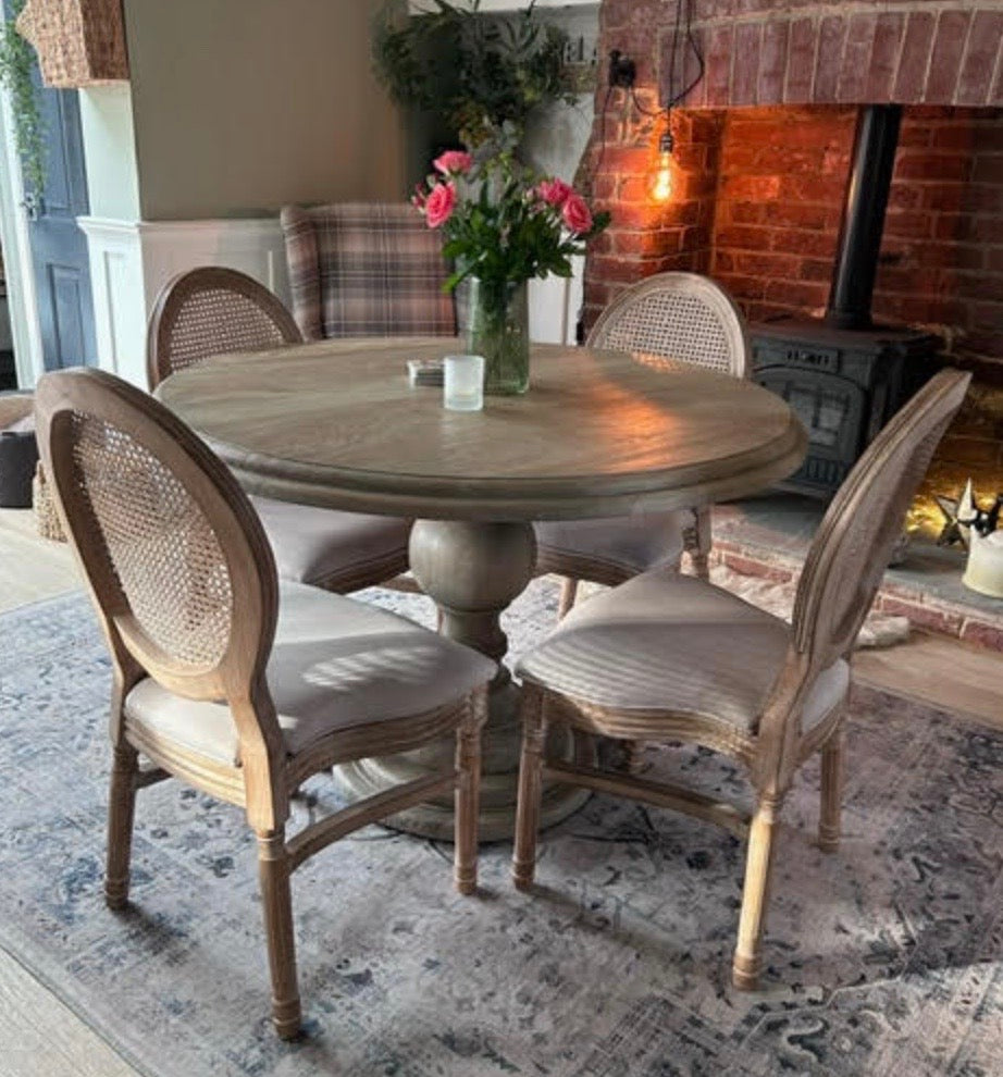 Derwent 120cm Rustic Wooden 4 Seater Round Dining Table