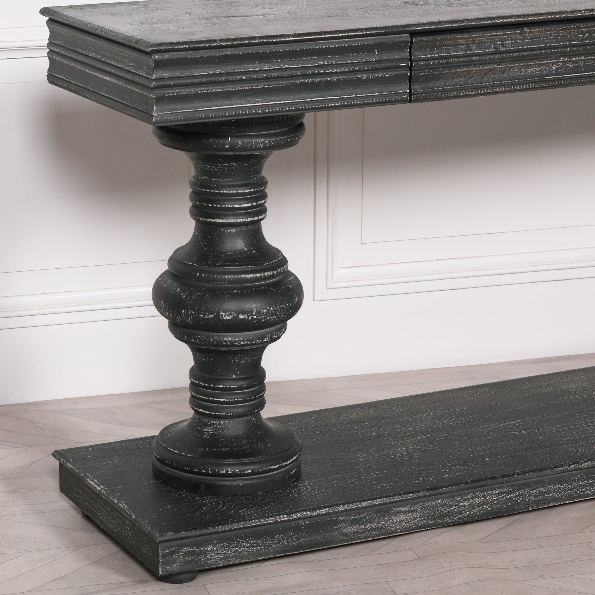 Kingston BLACK DISTRESSED CONSOLE TABLE WITH DRAWERS 180CM