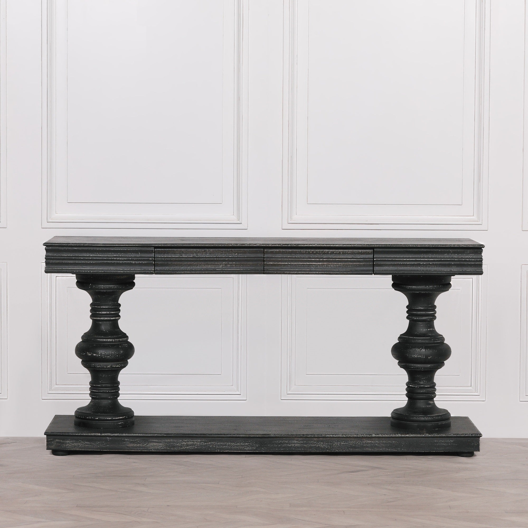 Kingston BLACK DISTRESSED CONSOLE TABLE WITH DRAWERS 180CM