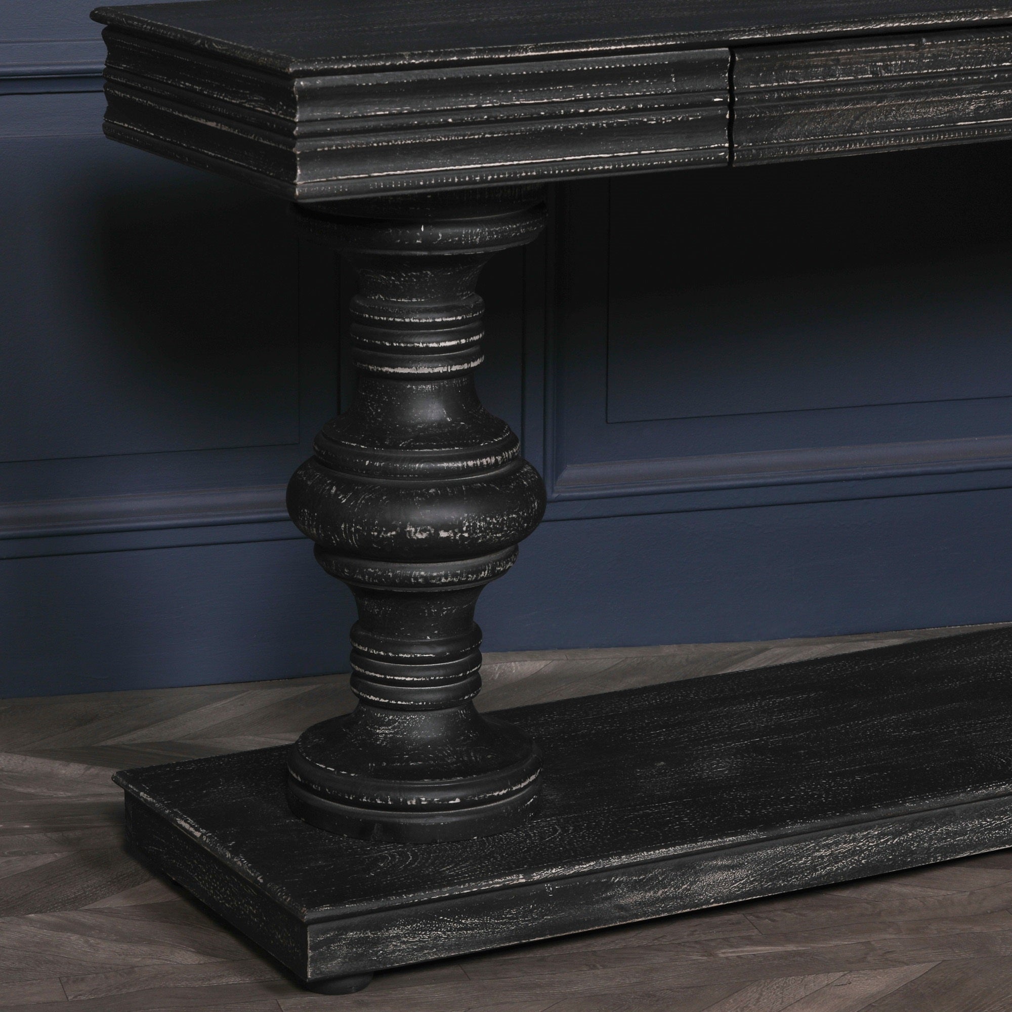 Kingston BLACK DISTRESSED CONSOLE TABLE WITH DRAWERS 180CM