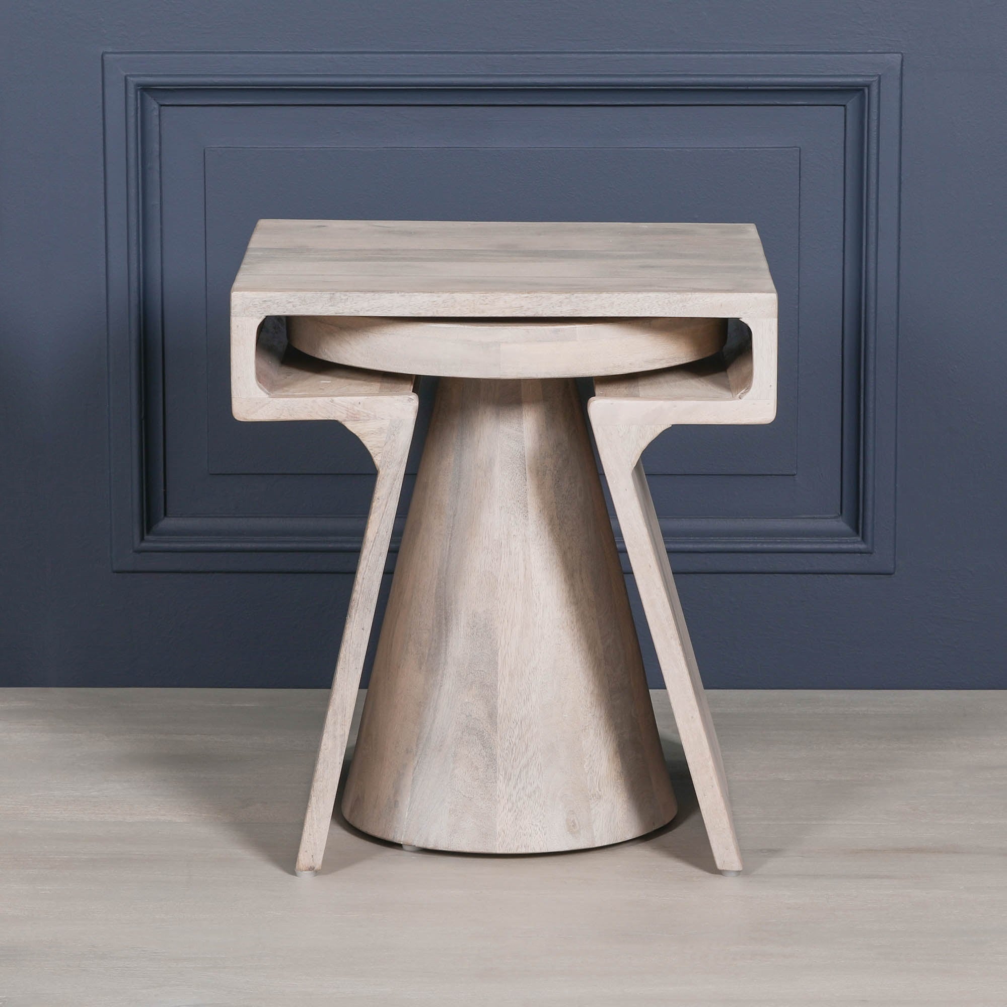 Jigsaw Blanchie Wooden Nesting Side Occasional Table Pair