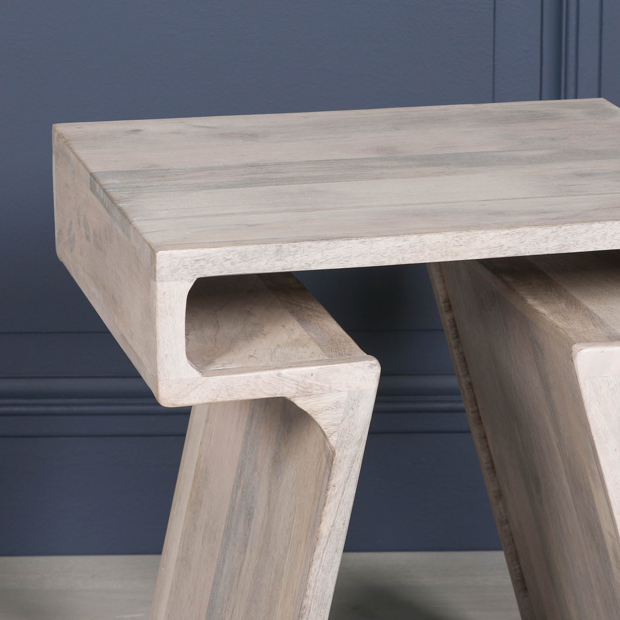 Jigsaw Blanchie Wooden Nesting Side Occasional Table Pair