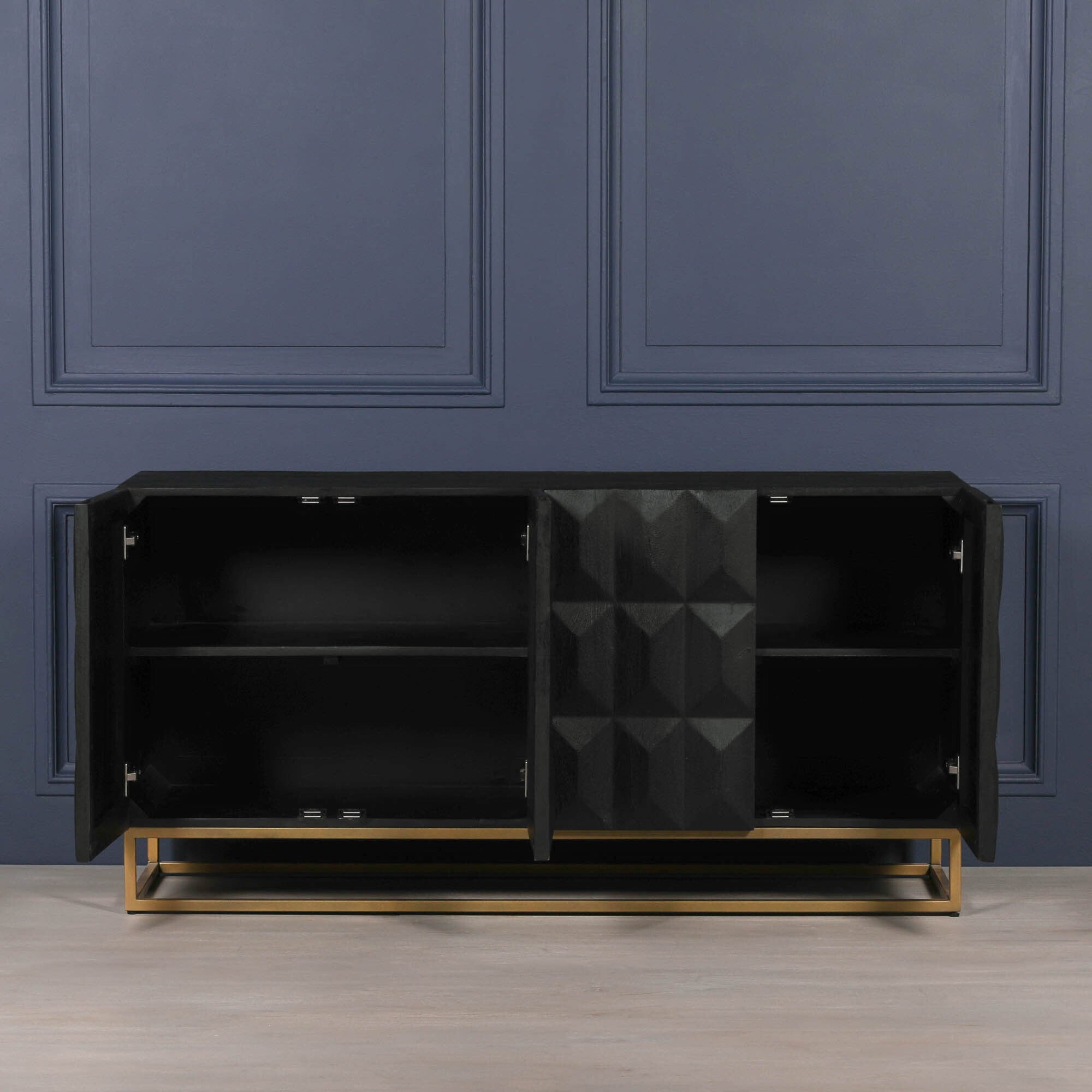 Mayfair Black Wooden Diamond Pattern Sideboard 152 cm