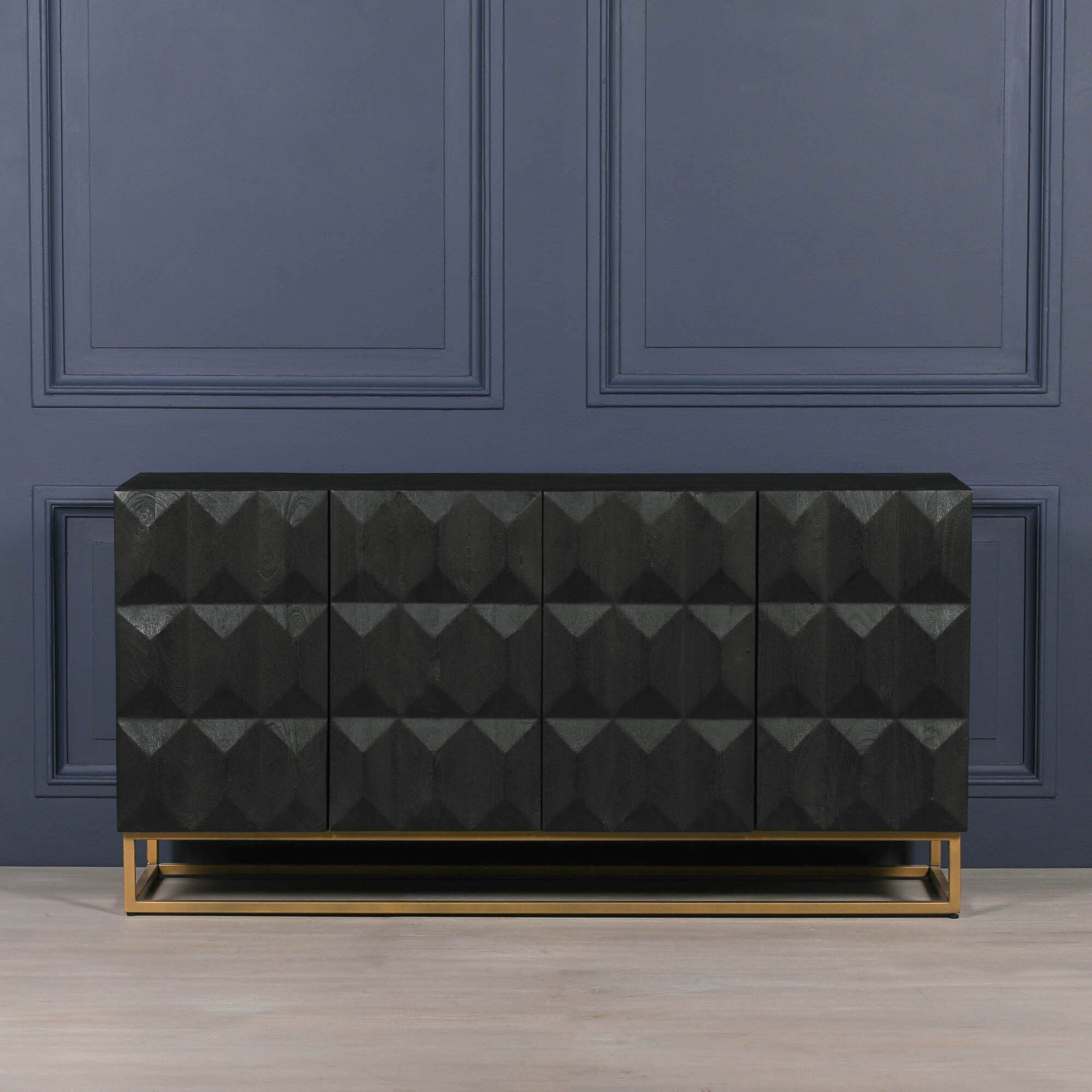 Mayfair Black Wooden Diamond Pattern Sideboard 152 cm