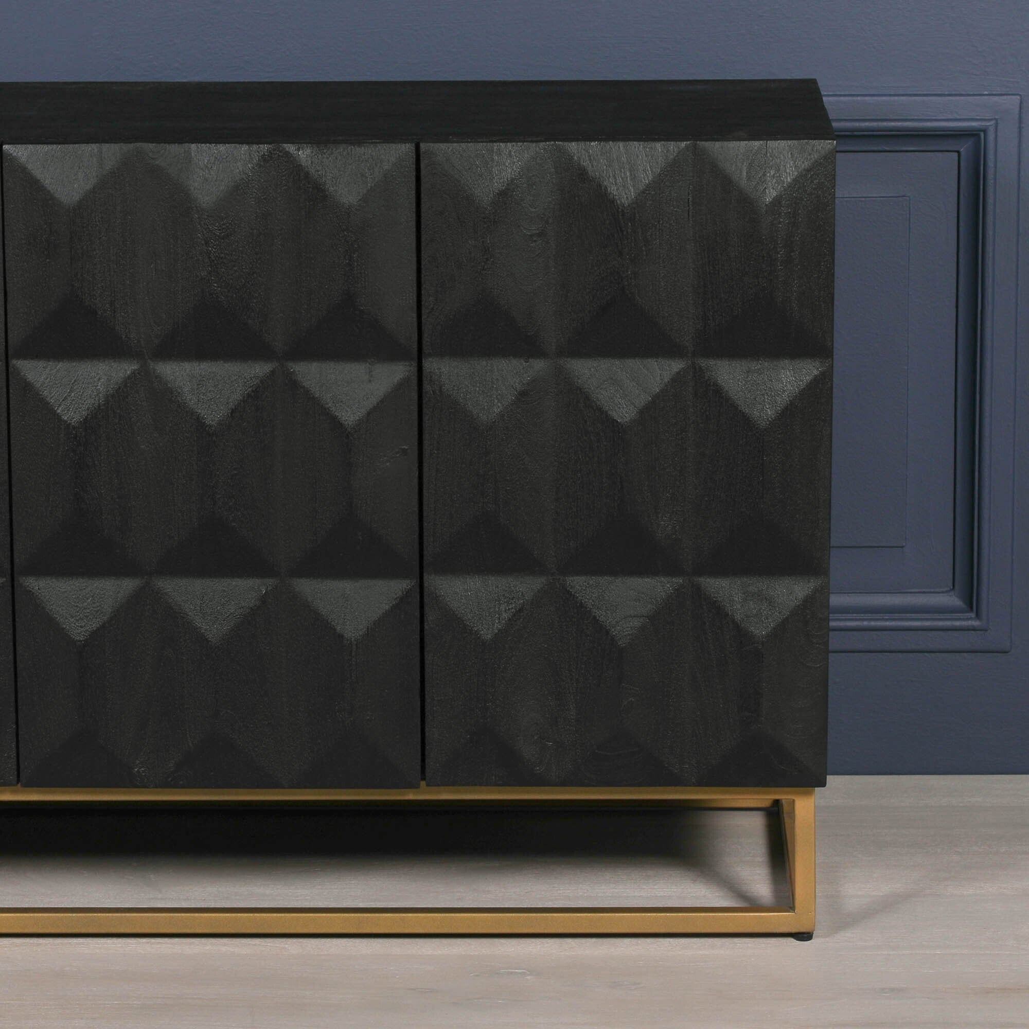 Mayfair Black Wooden Diamond Pattern Sideboard 152 cm