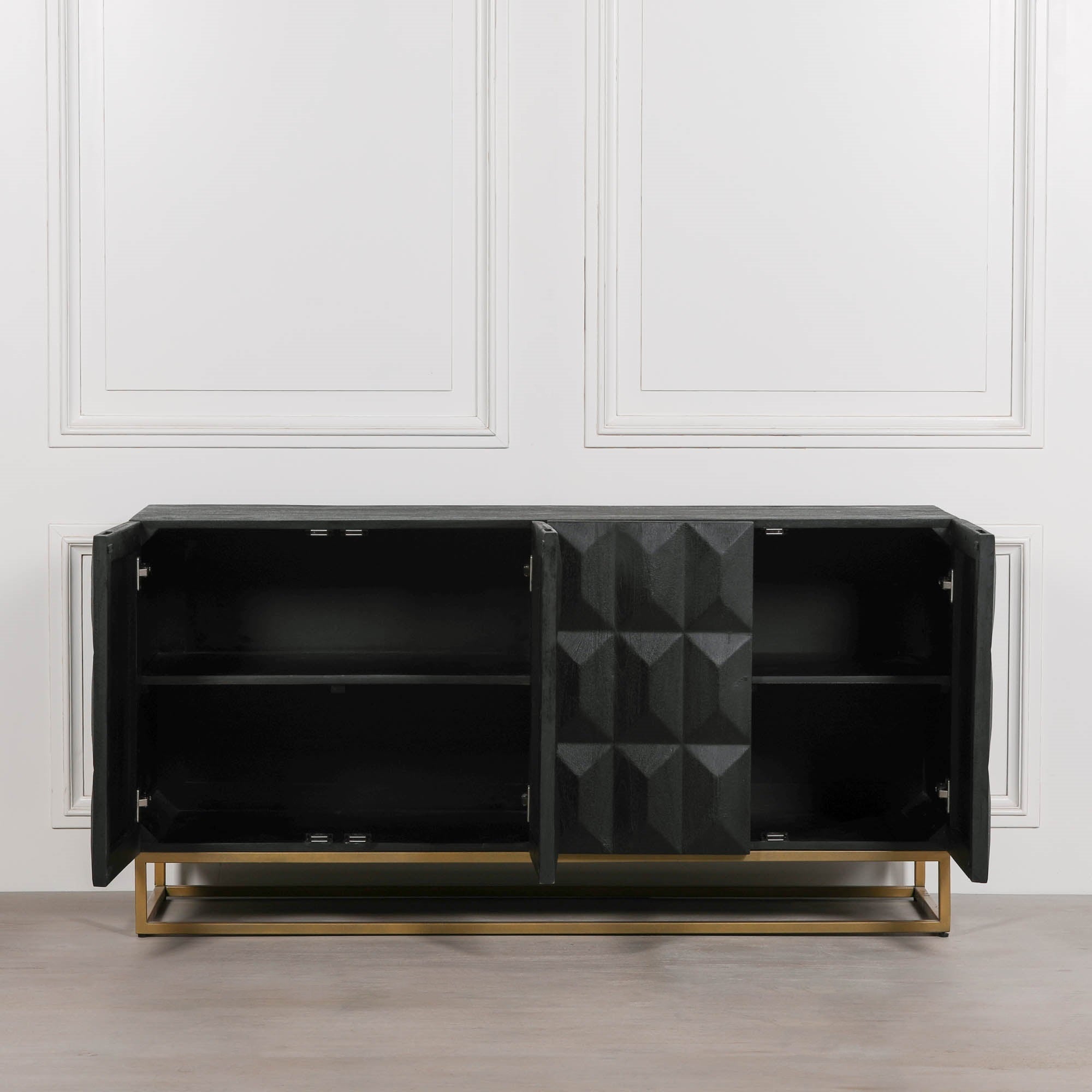 Mayfair Black Wooden Diamond Pattern Sideboard 152 cm