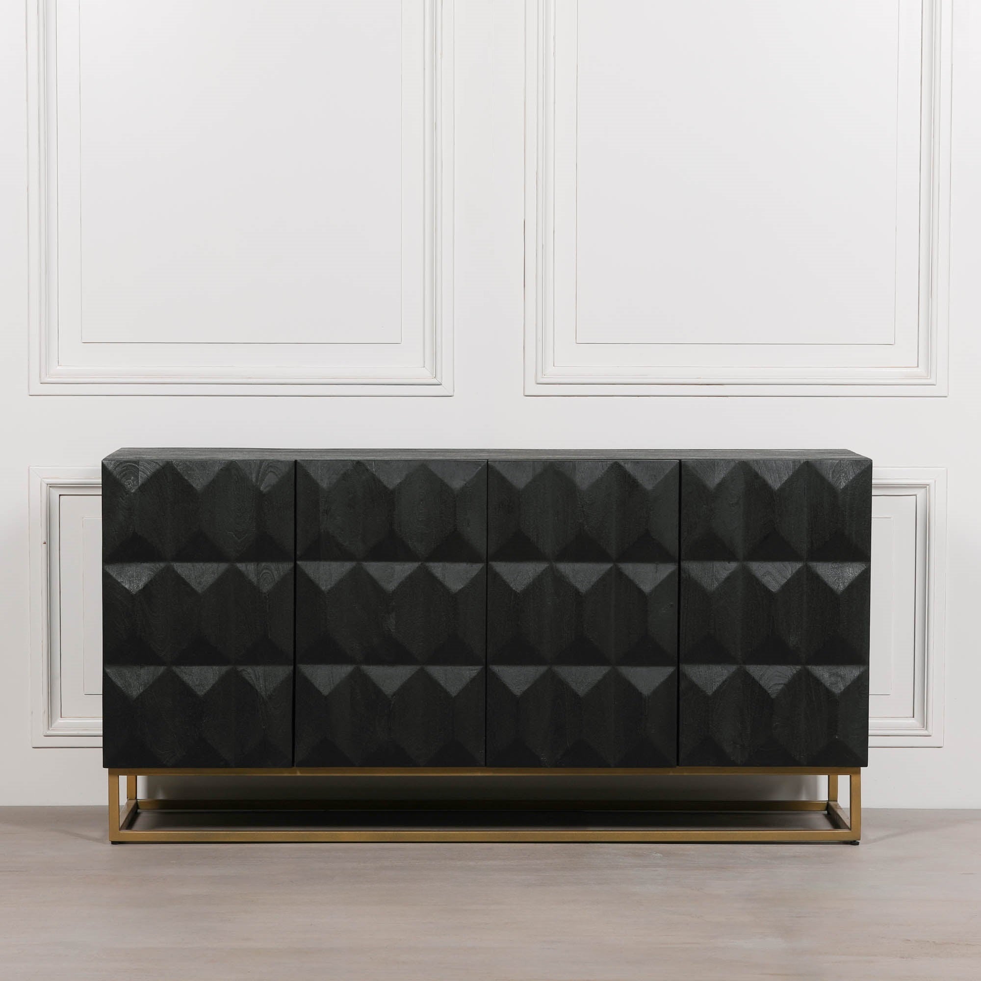 Mayfair Black Wooden Diamond Pattern Sideboard 152 cm