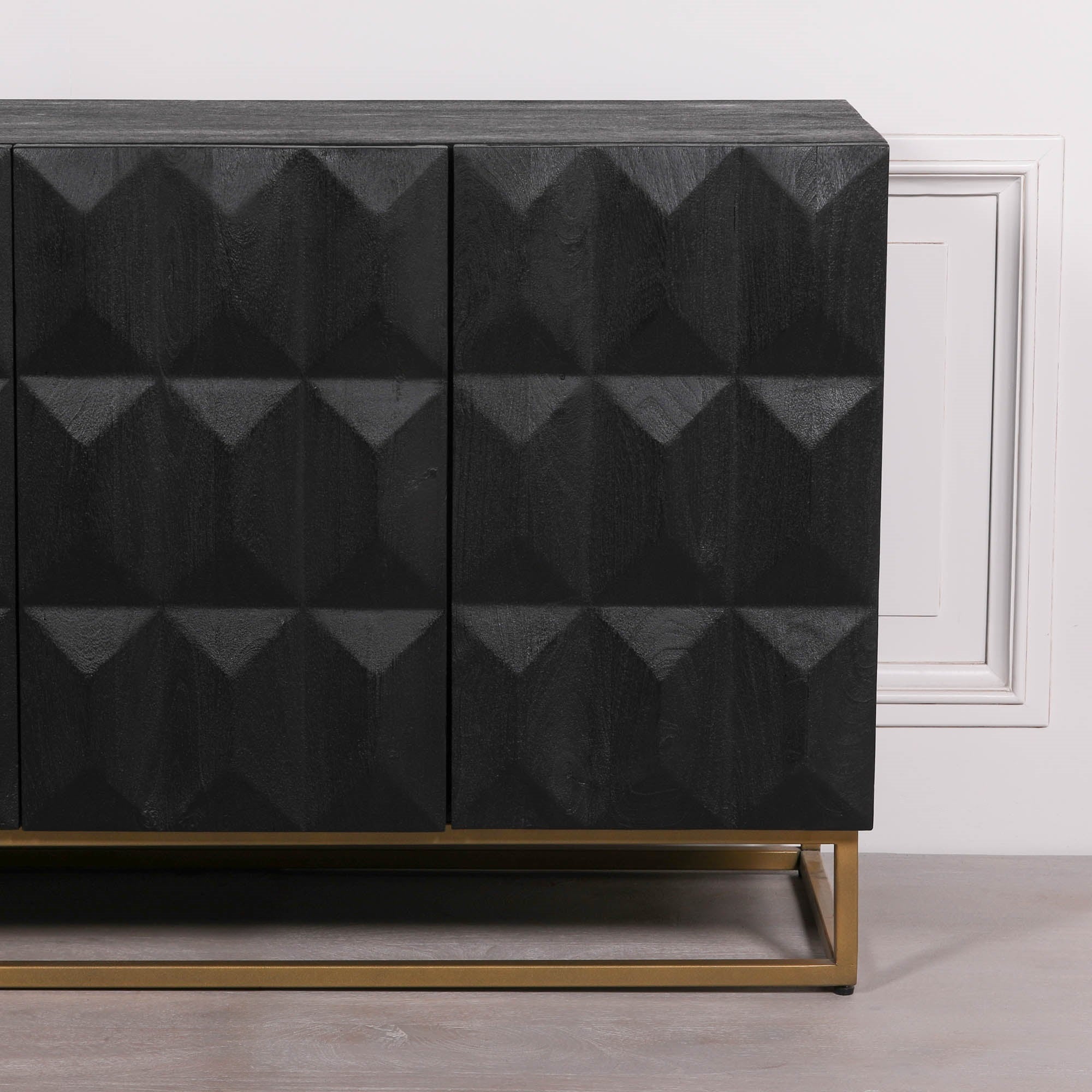 Mayfair Black Wooden Diamond Pattern Sideboard 152 cm