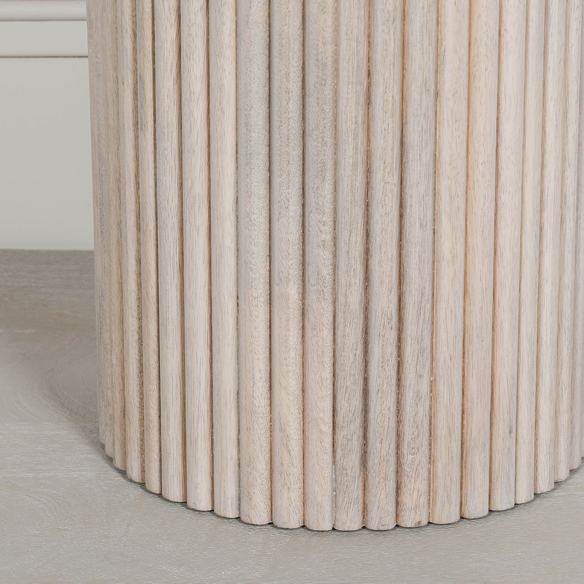 Bobbin Ribbed Blanchie Wooden Round Side Occasional Table