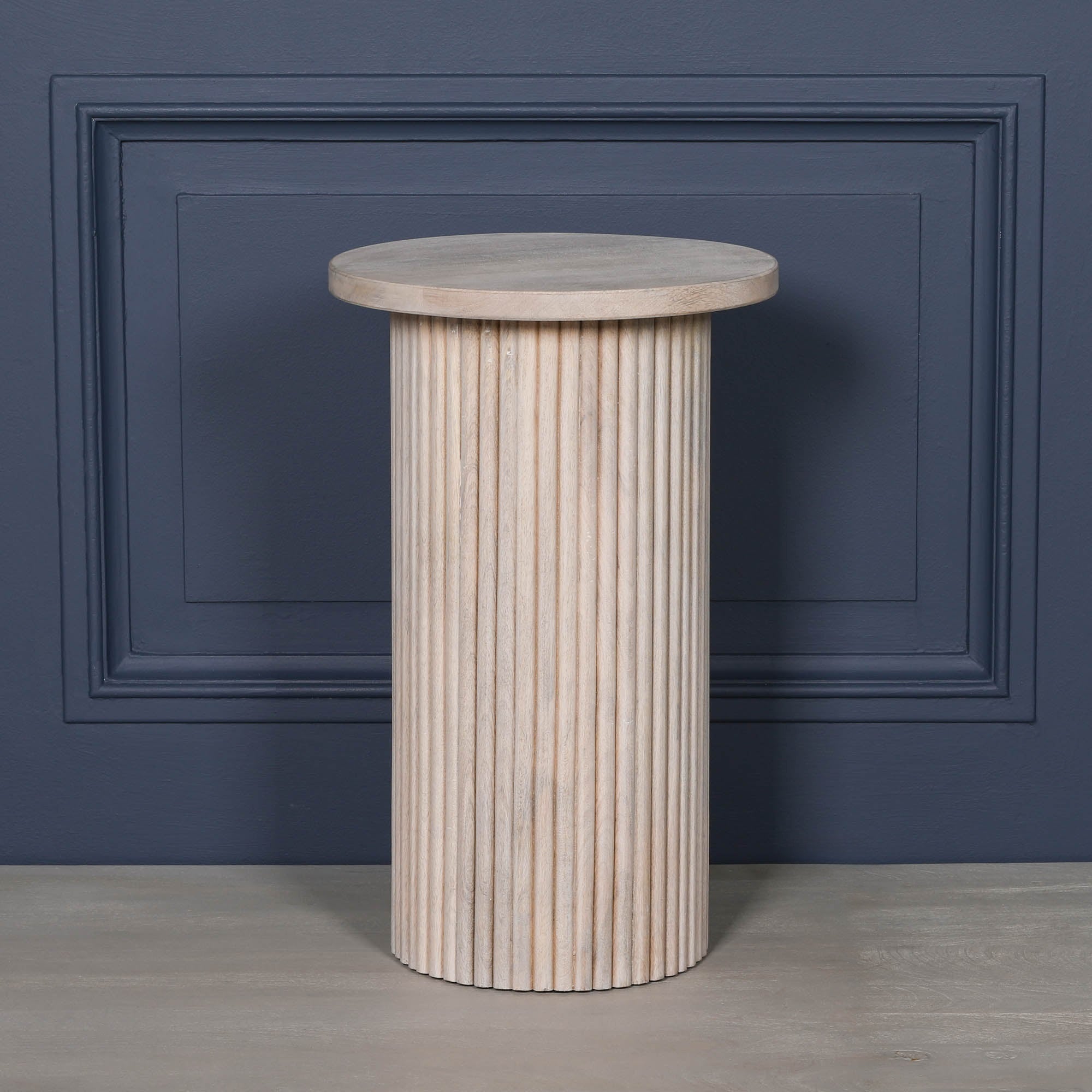 Bobbin Ribbed Blanchie Wooden Round Side Occasional Table