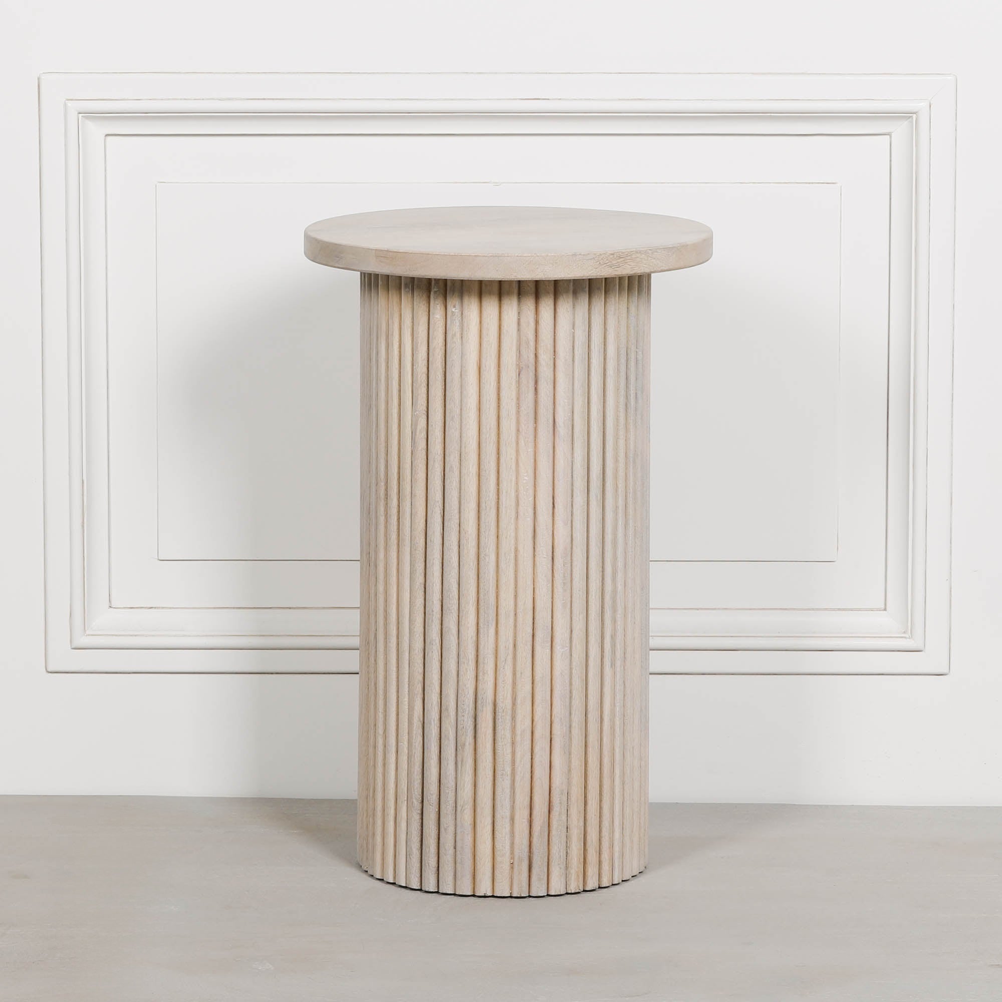 Bobbin Ribbed Blanchie Wooden Round Side Occasional Table