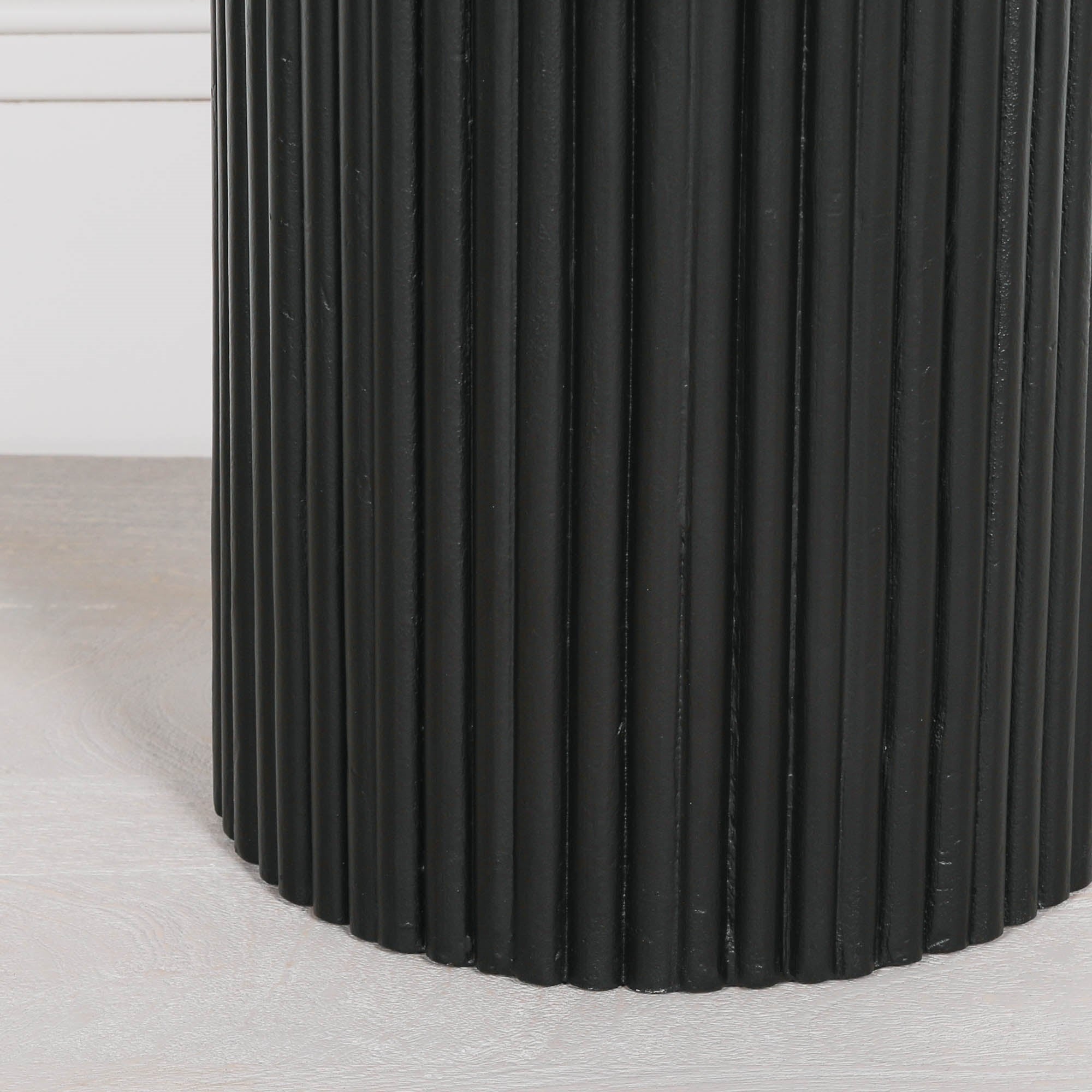 Hawkshead Ribbed Black Round Side Occasional Table