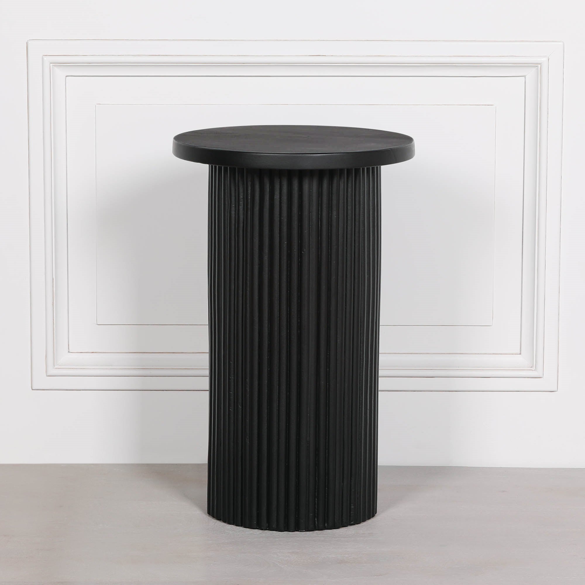 Hawkshead Ribbed Black Round Side Occasional Table